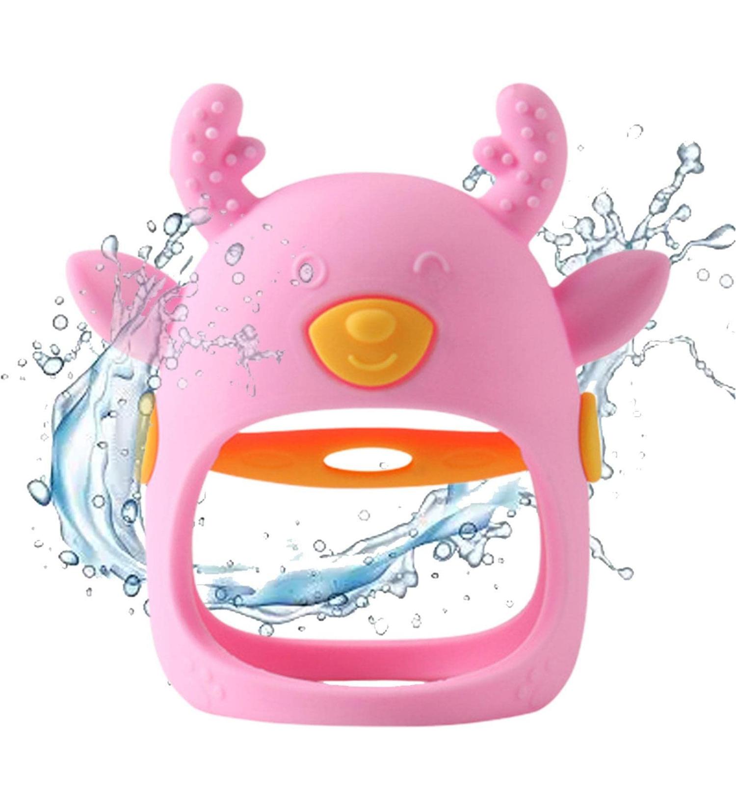 Moonyan Bite Gloves | Hirror-Shaped Silicone Bite Toys for Toddlers | Infant Hand Pacifiers for Breastfeeding Babies (4-8 Months) - Pink - Buy Online on GoSupps.com