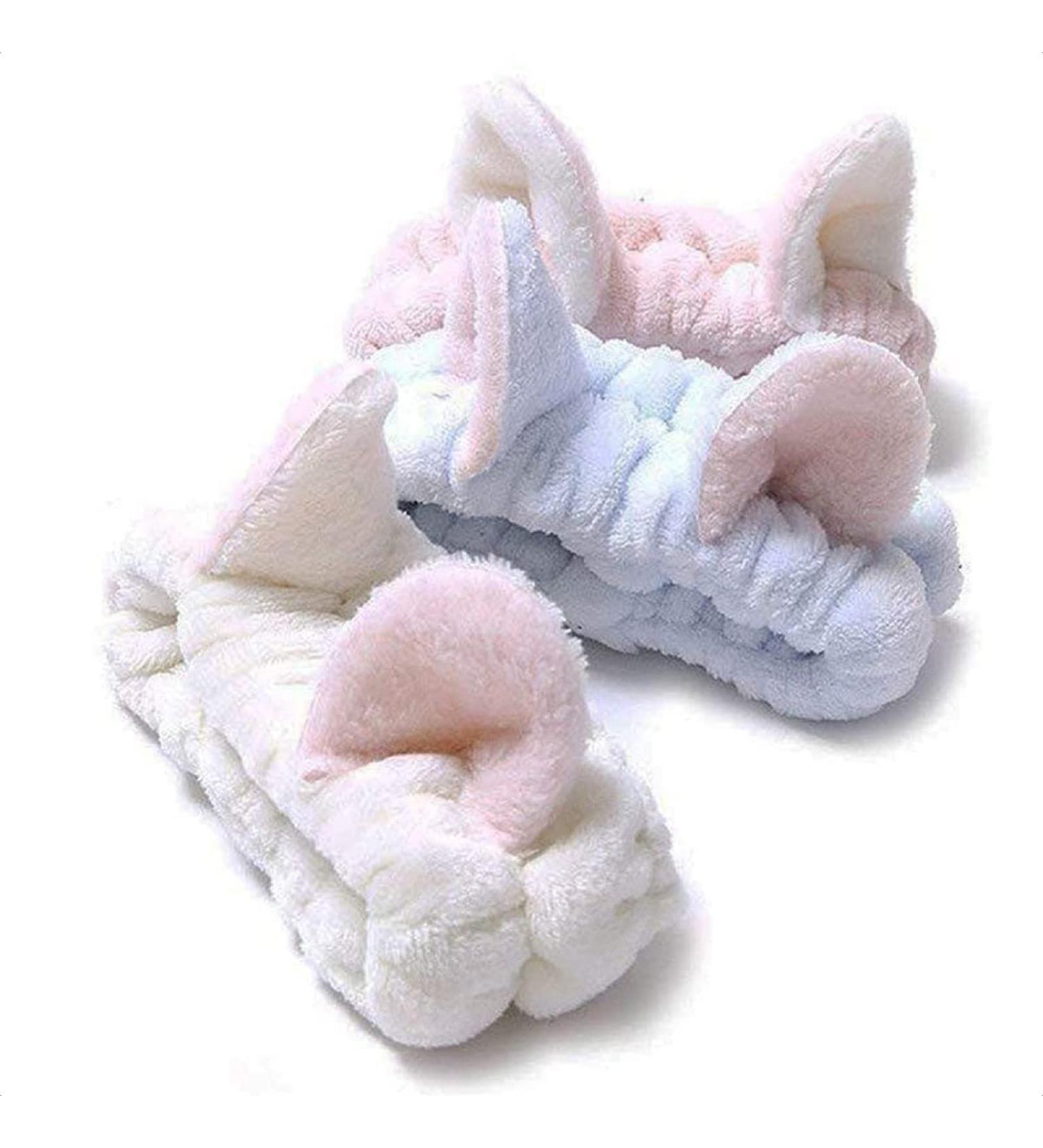WEBGGER 3 Pack Ears Headbands Spa Makeup Head band Cute Make Up Plush Cat Hair band Soft Stretch Fuzzy Cosplay Costume Adult Women Teen Girls Kids 3Pack Multi-colored