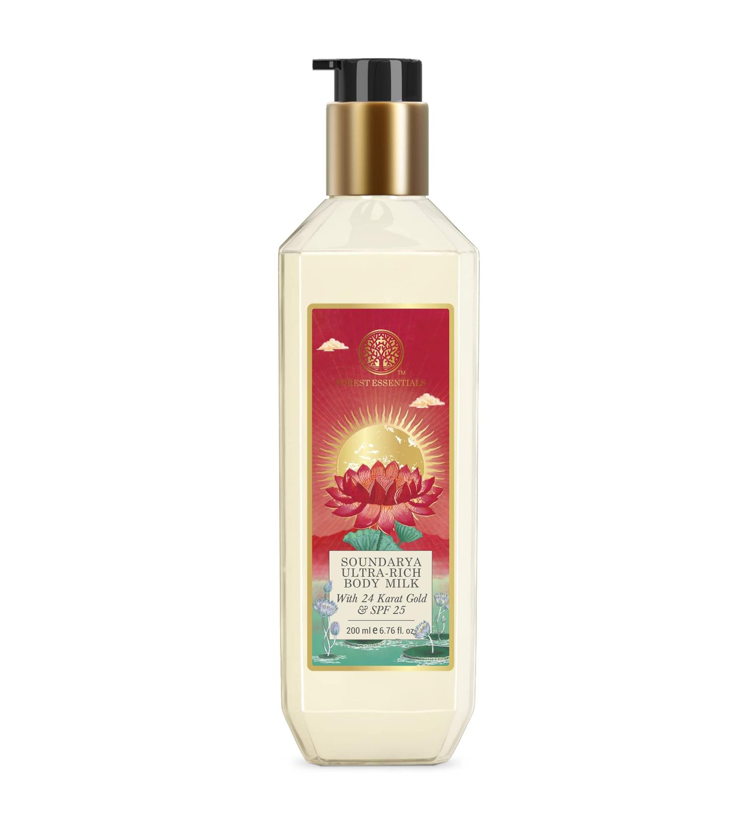 Buy Forest Essentials Soundarya Ultra Rich Body Lotion with Natural SPF | 200ml | Premium Ayurvedic Body Moisturizer for All Skin Types | International Shipping Available - Buy Online on GoSupps.com