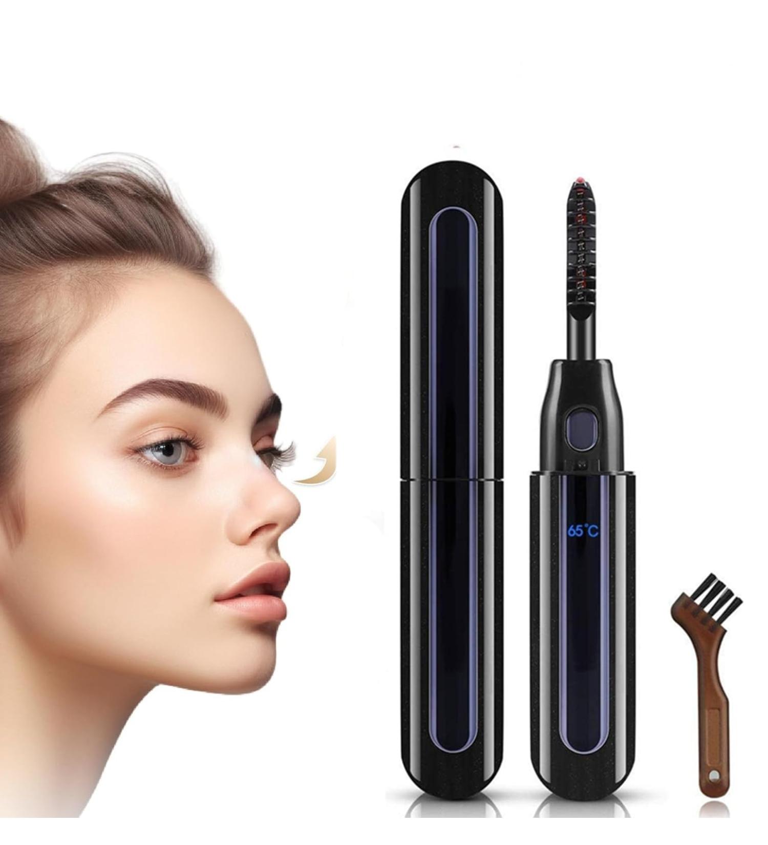 Heated Eyelash Curler Electric Eyelash Curler USB Rechargeable Eyelash Brush with LED Display 2 Temperature Gears 10S Quick Heating Eyelash Comb for Girls Women Gift - Buy Online on GoSupps.com