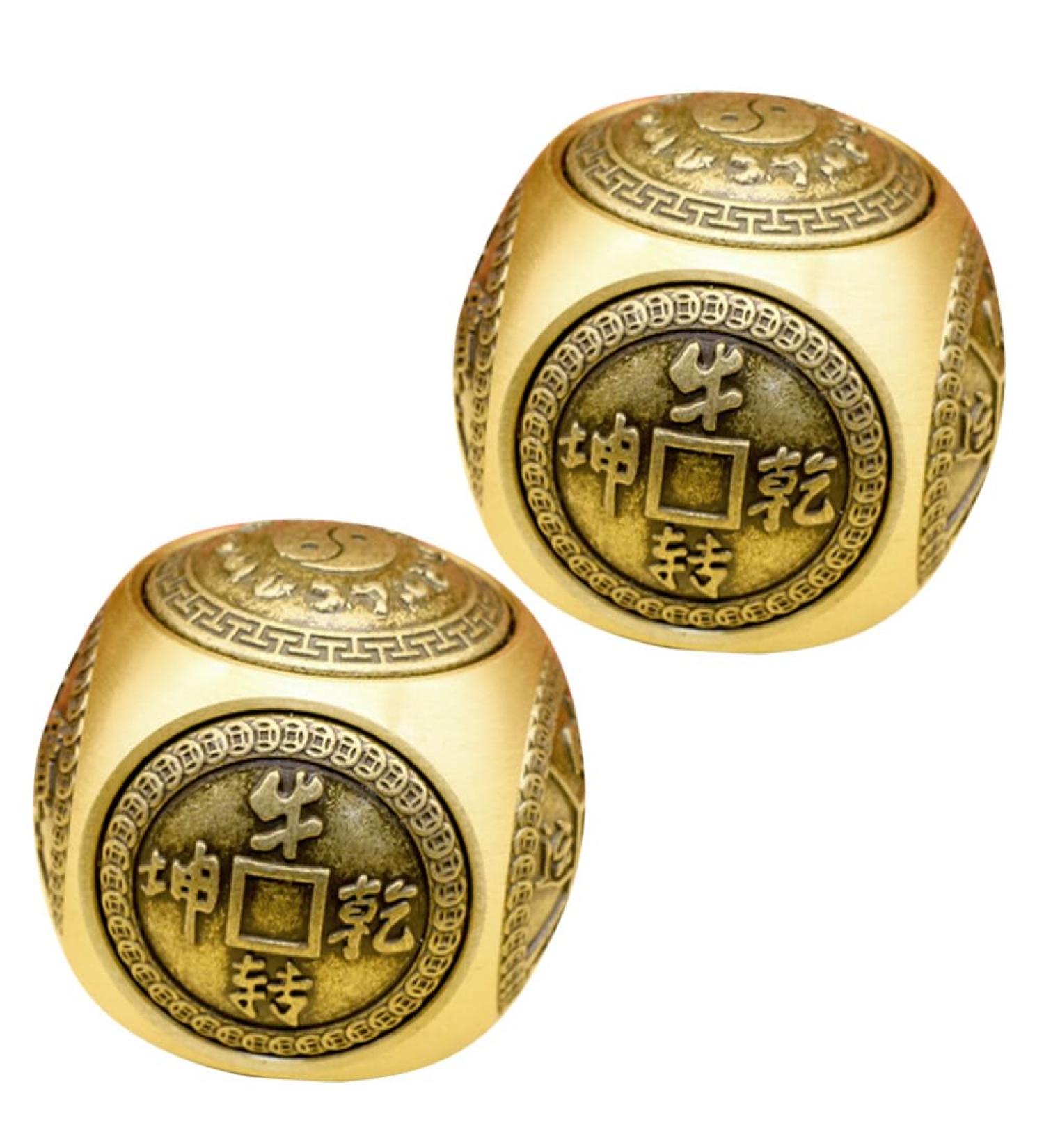 Patkaw 2-Piece Antique Chinese Baoding Balls - Brass Stress Relief & Massage Exercise Balls for Seniors - Buy Online on GoSupps.com