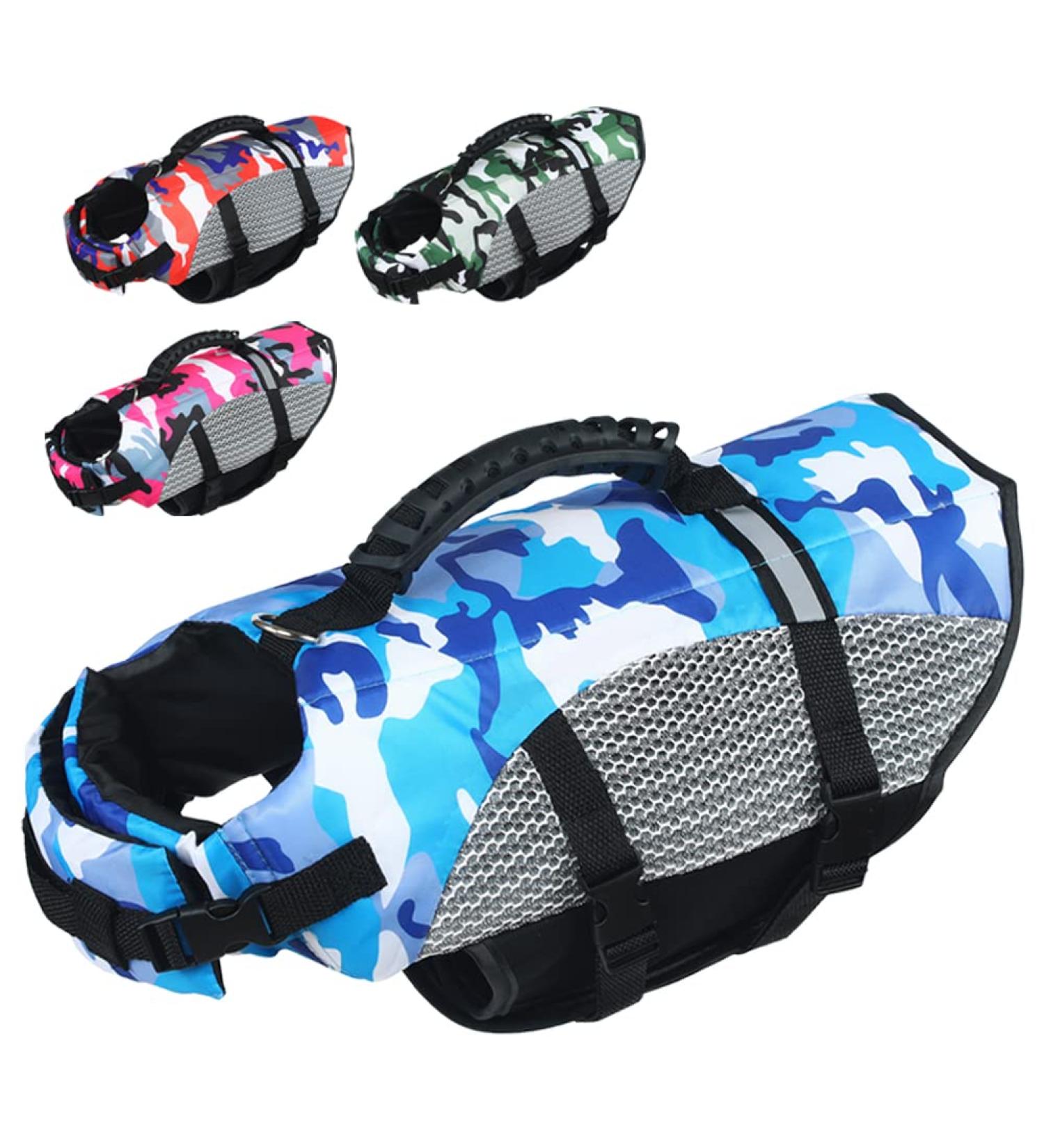 Sheripet Dog Life Vest - Lightweight Camouflage Life Jacket for Small Dogs - Blue - High Buoyancy and Enhanced Handle - Buy Online on GoSupps.com