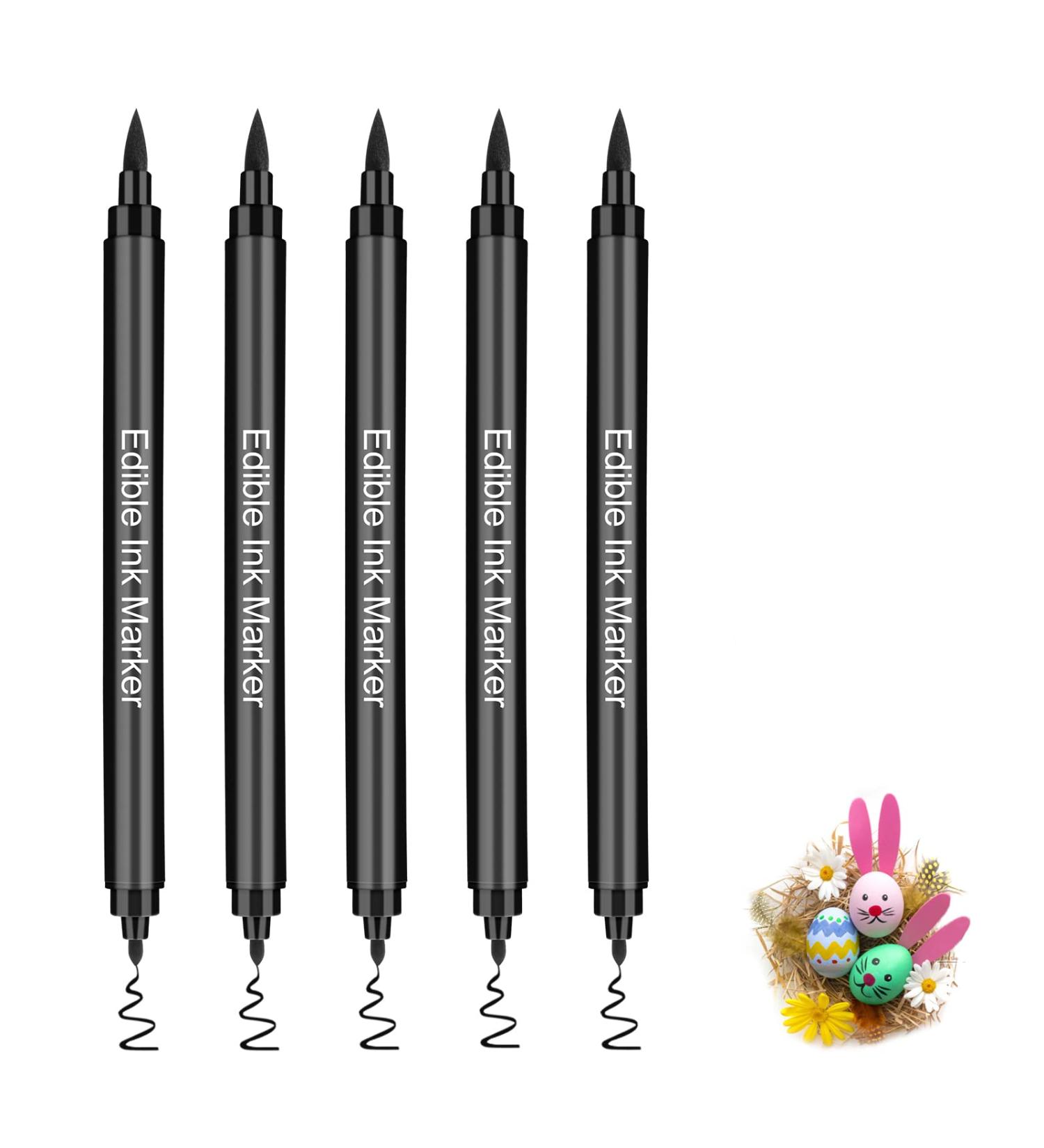 5 Pack Black Food Coloring Pens - Edible Markers for Cakes Cookies Fondant & Easter Eggs - Fine & Thick Tip Food Pencils - Buy Online on GoSupps.com