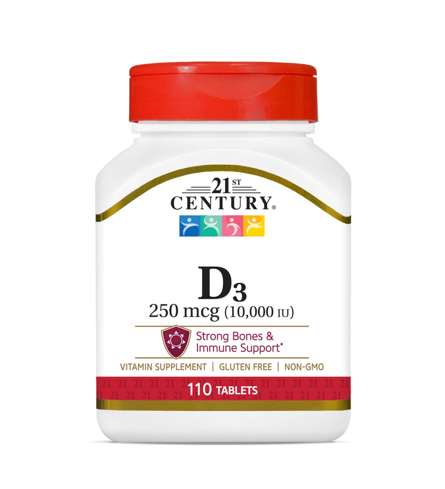 21st Century D3 10,000 IU Tablets - 110 Count | High Strength Vitamin D Supplement (27504) - Buy Online on GoSupps.com