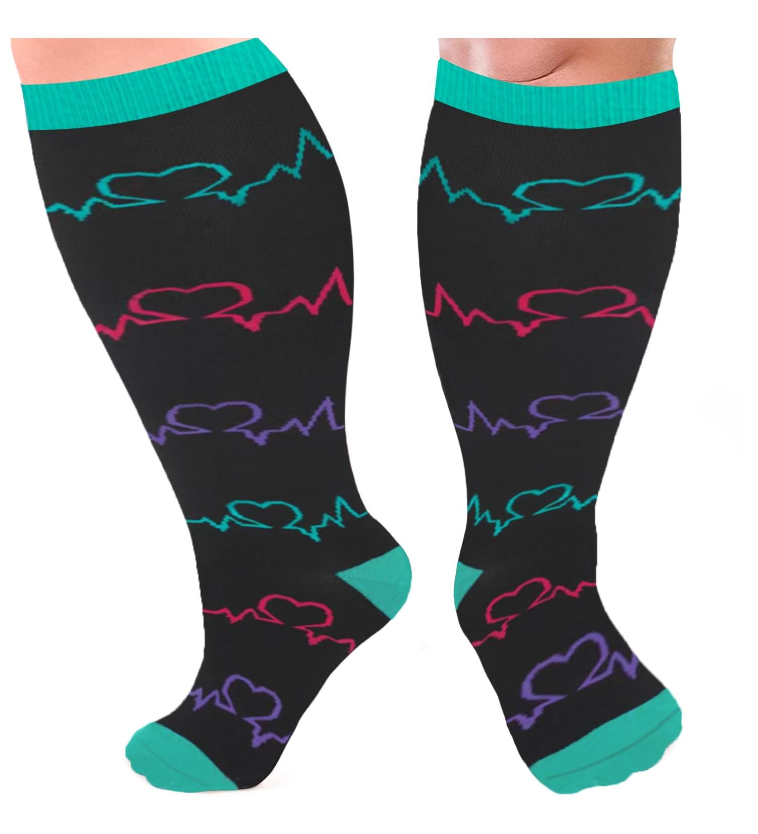 Plus Size Compression Socks for Women & Men - 20-30 mmHg Wide Calf Stockings for Optimal Circulation Support - Buy Online on GoSupps.com