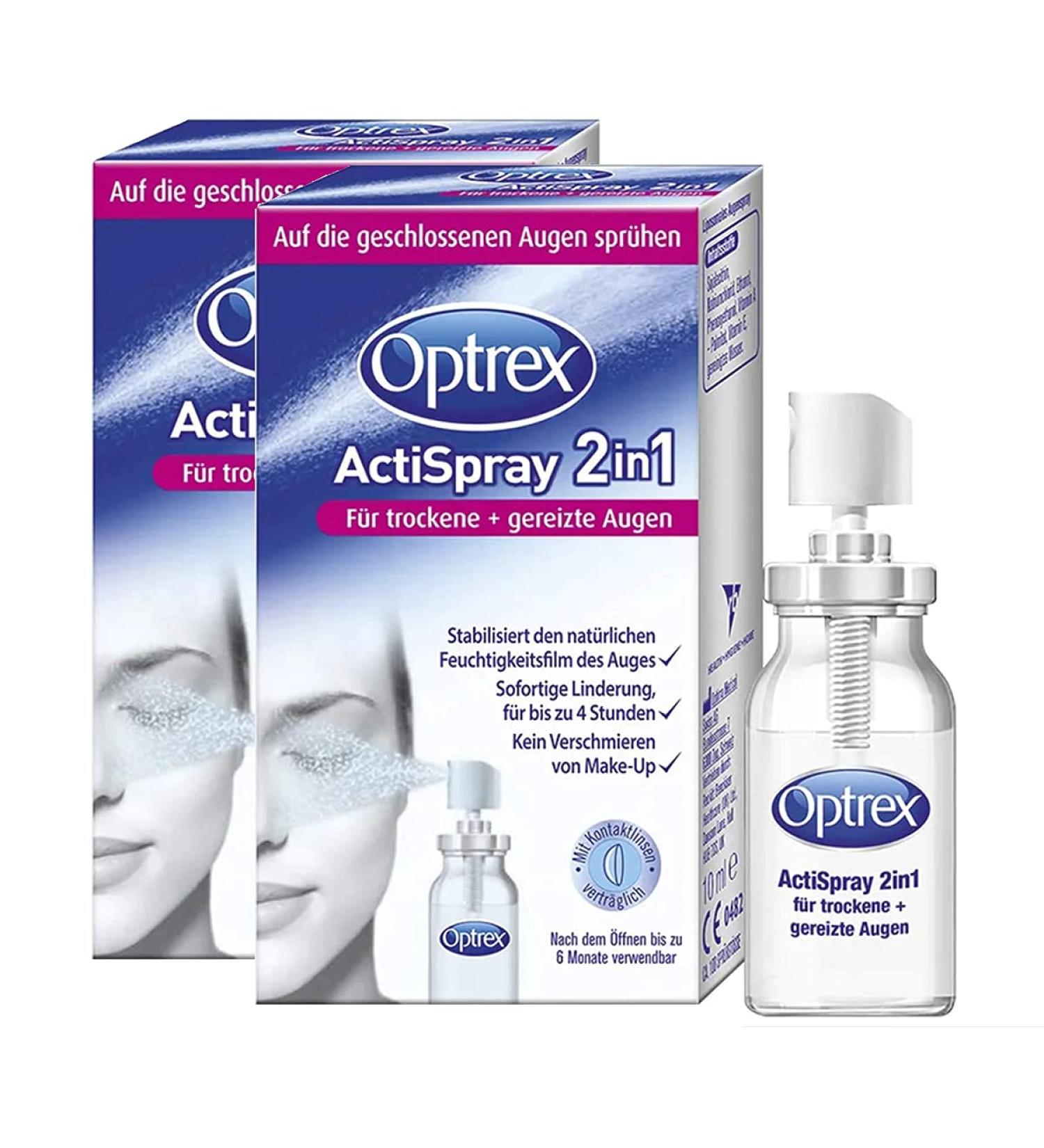 Buy Optrex ActiSpray 2in1 Liposomal Eye Spray for Dry & Irritated Eyes | Contact Lens Safe | 2x10ml - Fast International Shipping - Buy Online on GoSupps.com