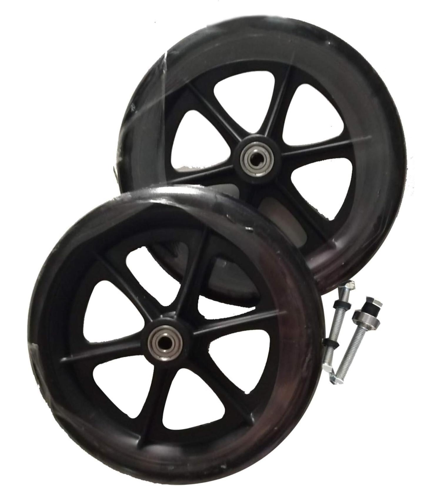 2pcs 6" 7" 8" Wheelchair Walker Wheels Replacement Anti-Slip Wearproof Front Caster Universal Wheelchair Caster Assembly Black solid Tyre 8in(20cm) - Buy Online on GoSupps.com