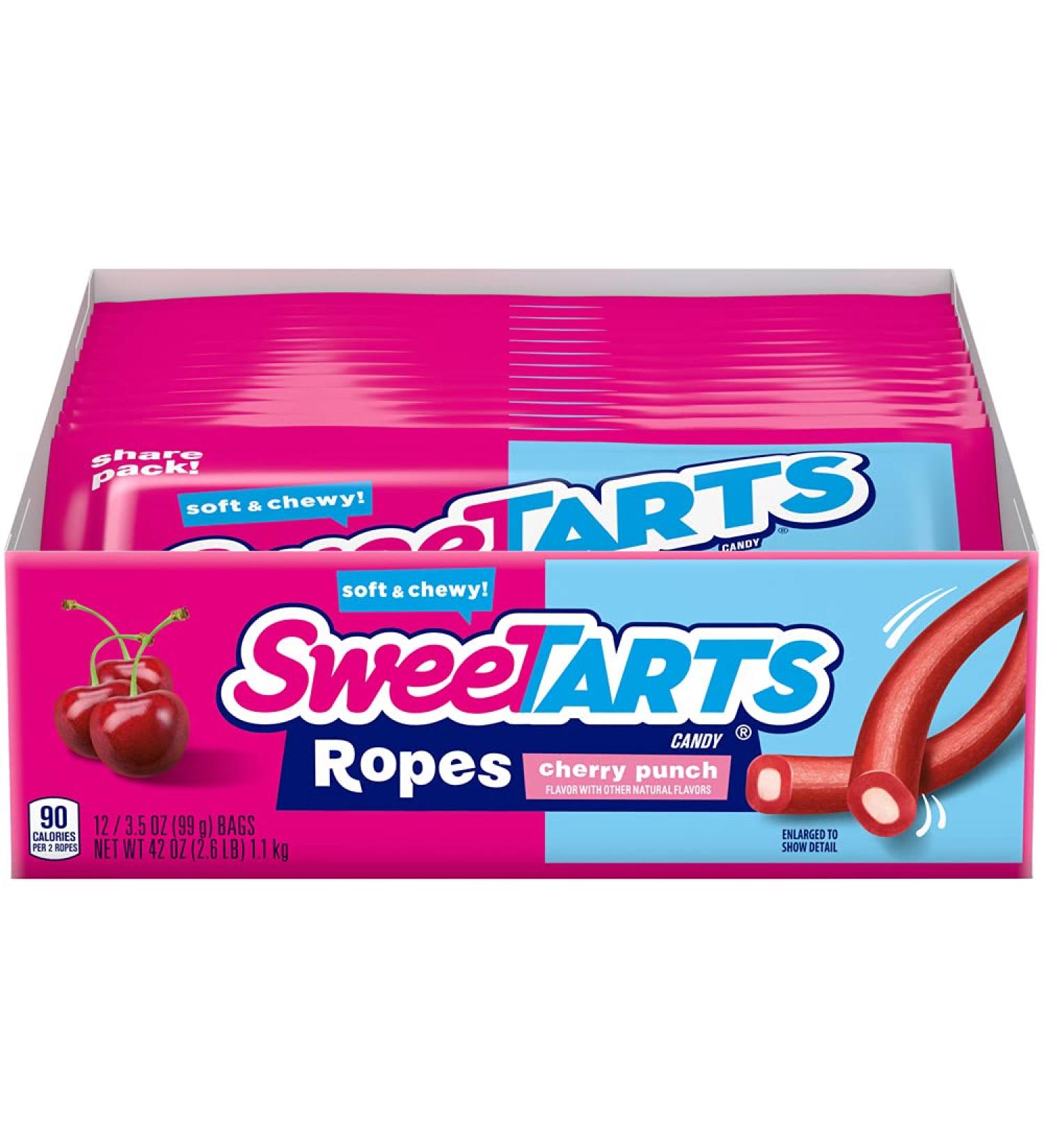 SweeTARTS Soft & Chewy Ropes 3.5oz (Pack of 12) - Licorice Candy | Sweet & Tangy Flavor - 8 Count - Buy Online on GoSupps.com