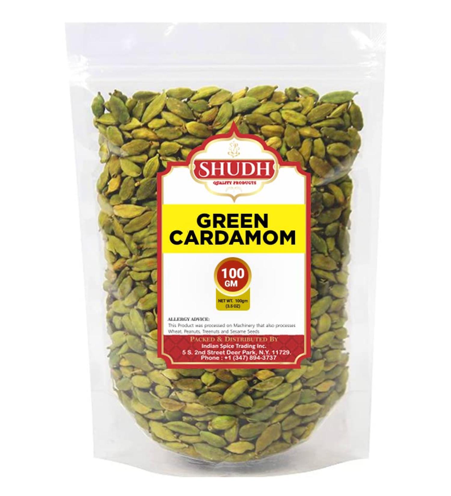 Shudh Green Cardamom Pods 100g - All Natural, Vegan, Gluten-Friendly | Product of India - Buy Online on GoSupps.com