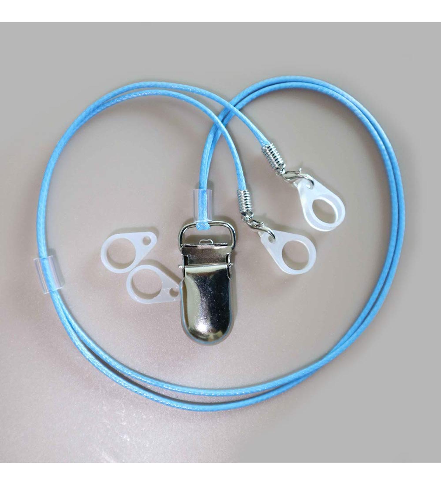 BTE Hearing Aid Anti-lost Clip Safty Protection Cord w/Metal Clip (Multi-color Optional) (Blue)