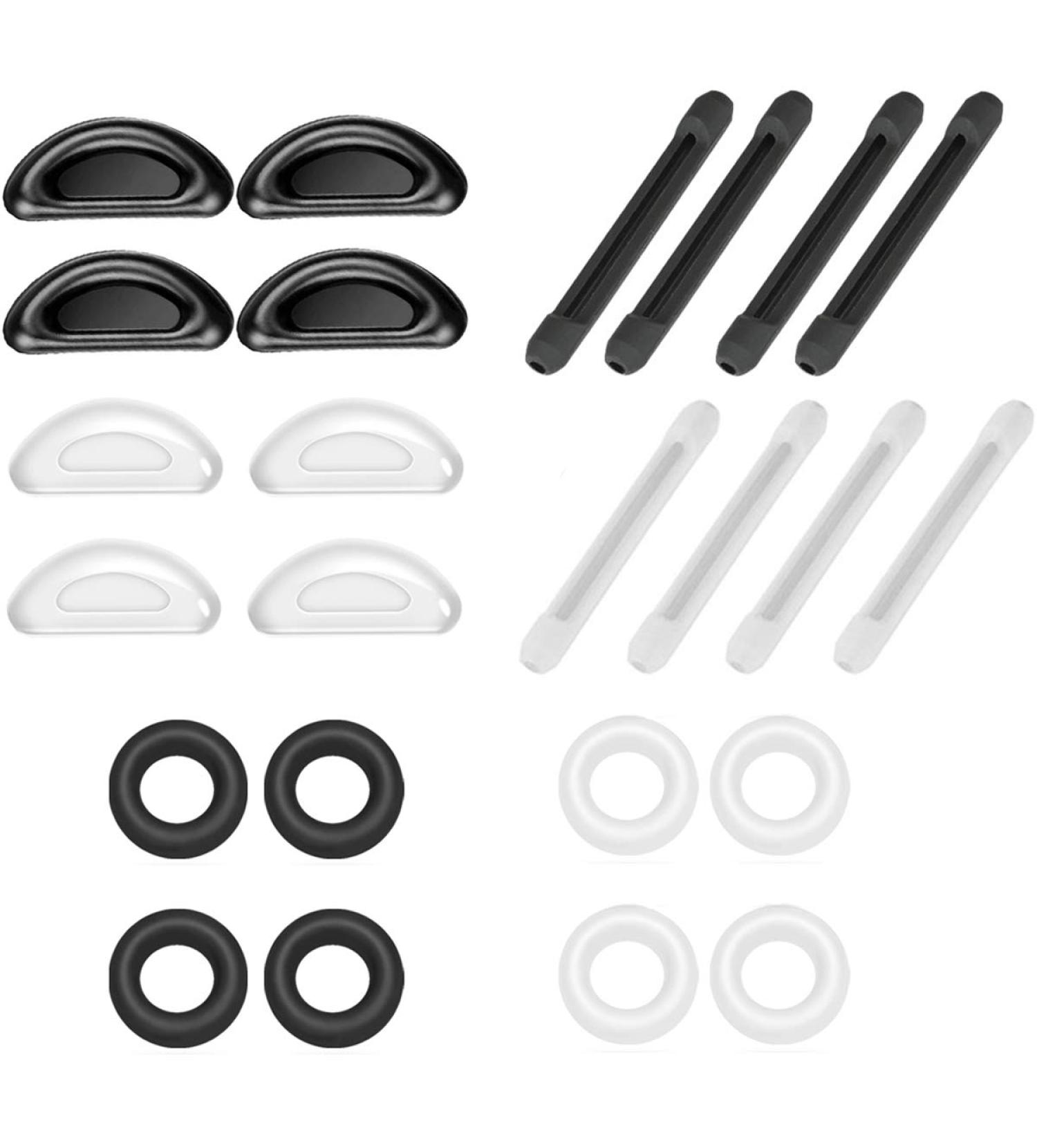 12 Pairs Silicone Nose Pads - Anti-Slip Soft Holder for Glasses & Sunglasses | Black & Transparent | Sports Eyewear Essentials - Buy Online on GoSupps.com