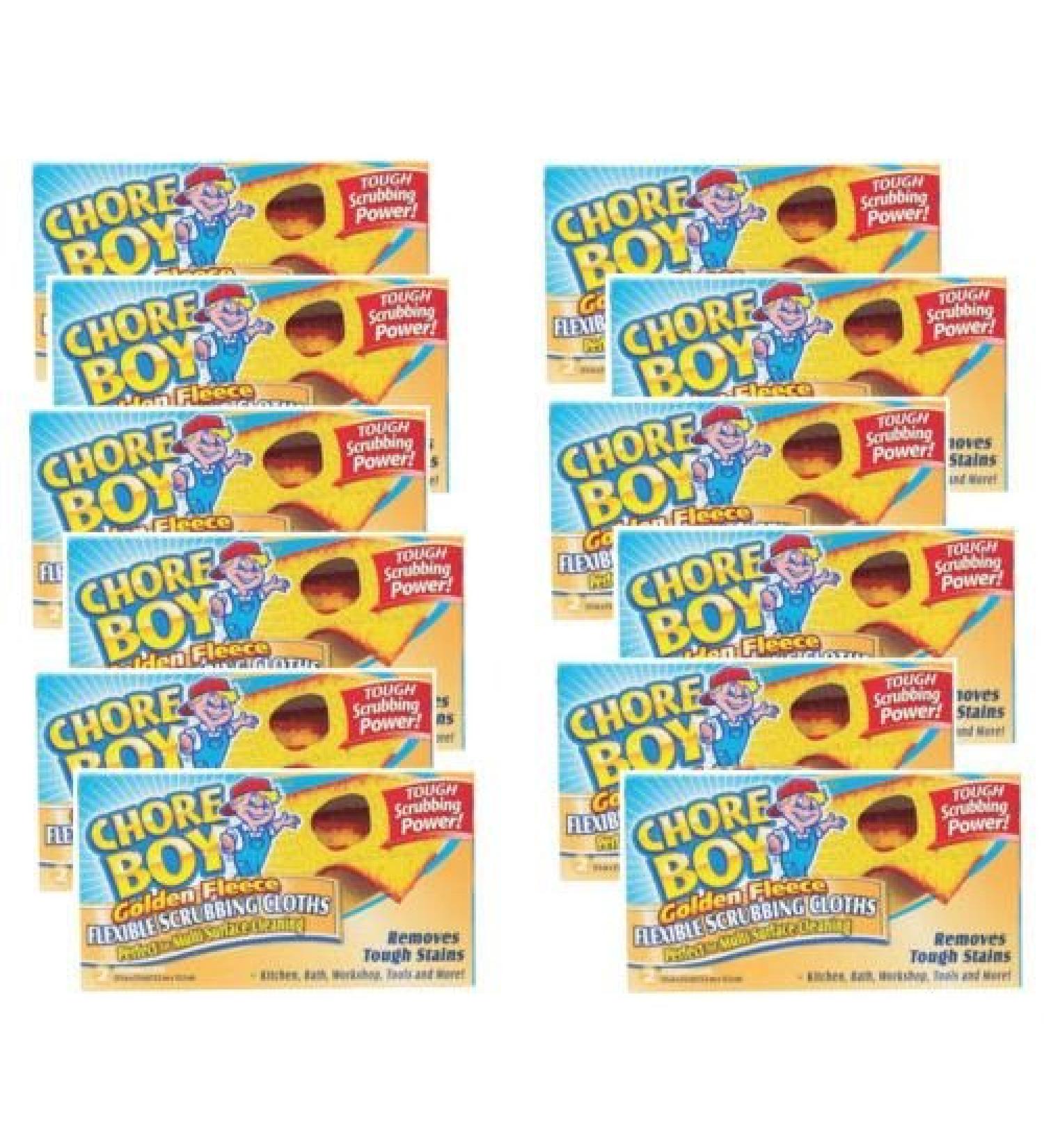 24 Pads! CHORE BOY Golden Fleece Scouring Cloths Pad Cleaning Kitchen Lawn Tools