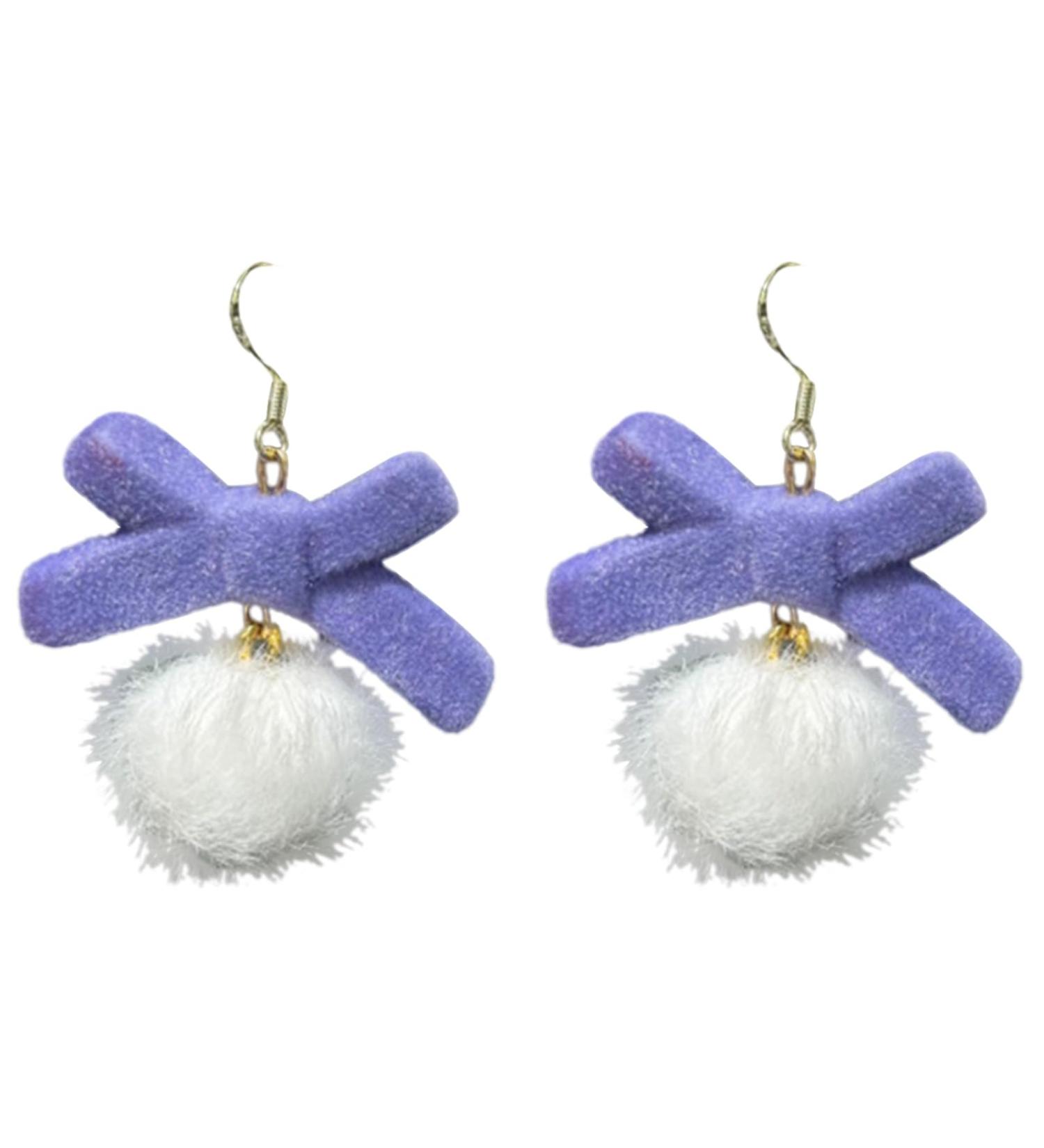 Feyley Earrings - Exaggerated Plush Bowknot Ear Jewelry | Perfect Blue Gift for New Year's & Birthdays - Buy Online on GoSupps.com