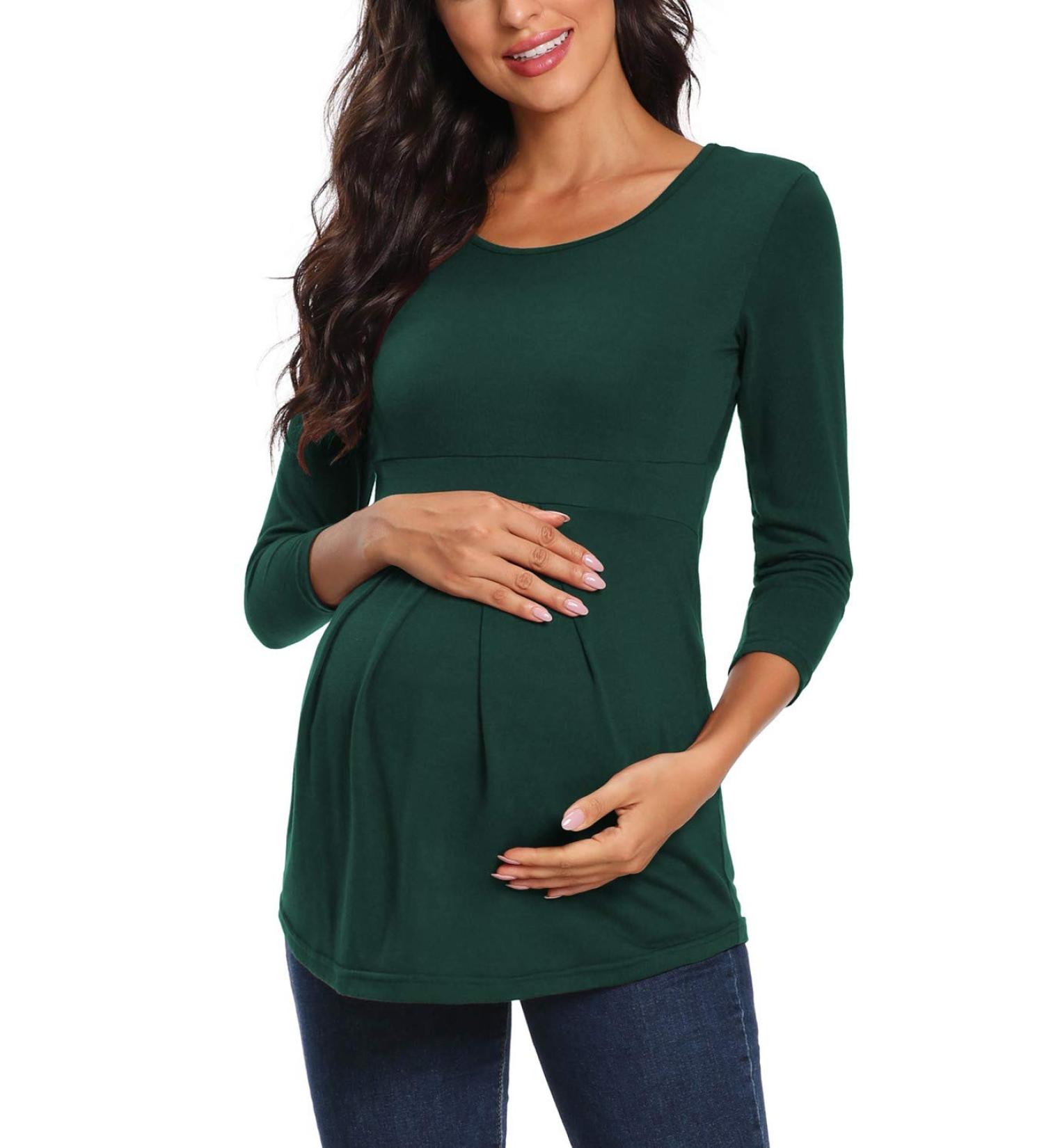 Love2Mi Women's Maternity Nursing Shirt - Layered Wrap Top (L-Dark Green, XL) - Buy Online on GoSupps.com