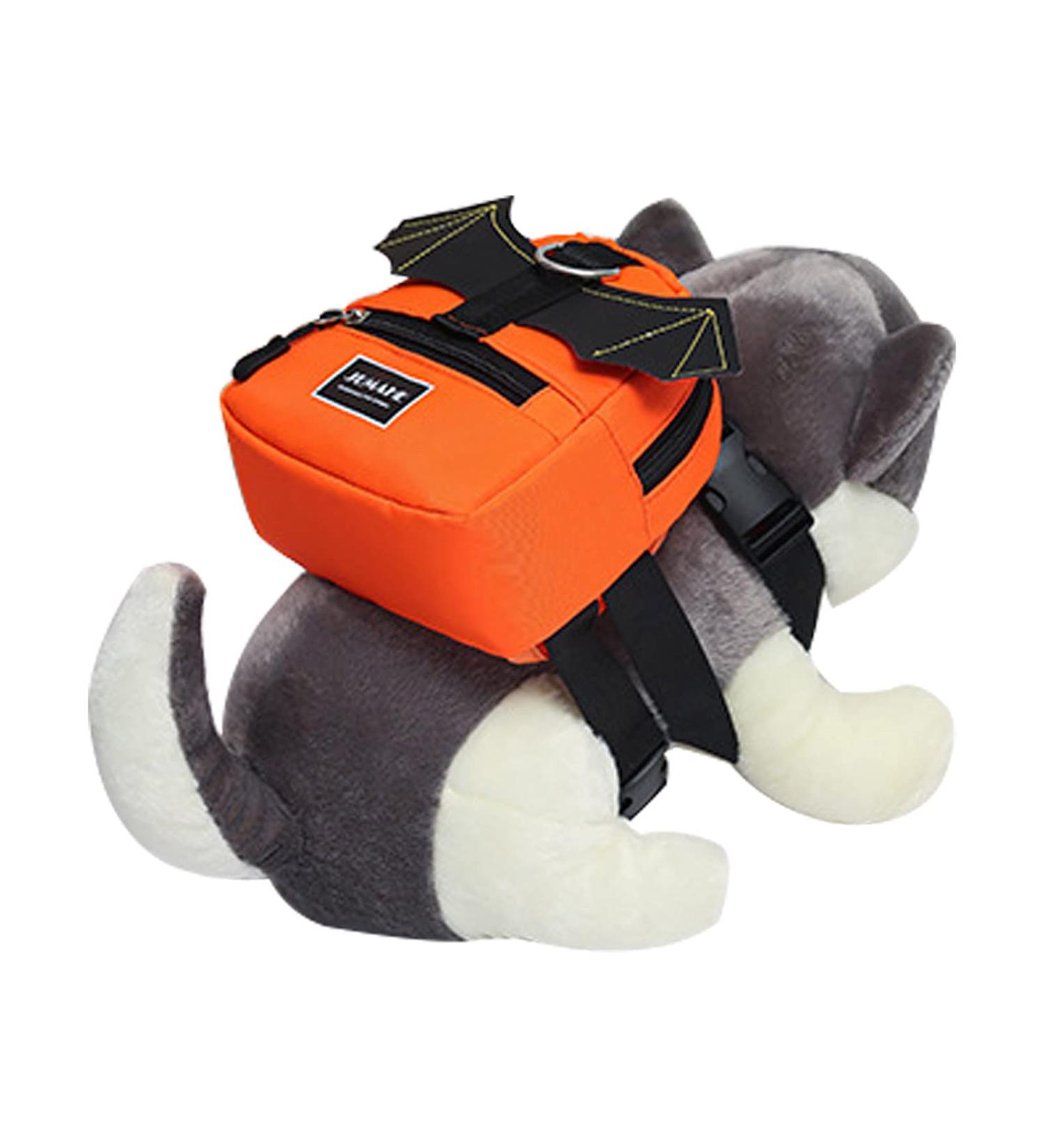 MANBOZIXi Dog Backpack | Adjustable Pet Harness Bag for Hiking & Outdoor Travel | Snack & Water Bottle Bag - Orange - Buy Online on GoSupps.com