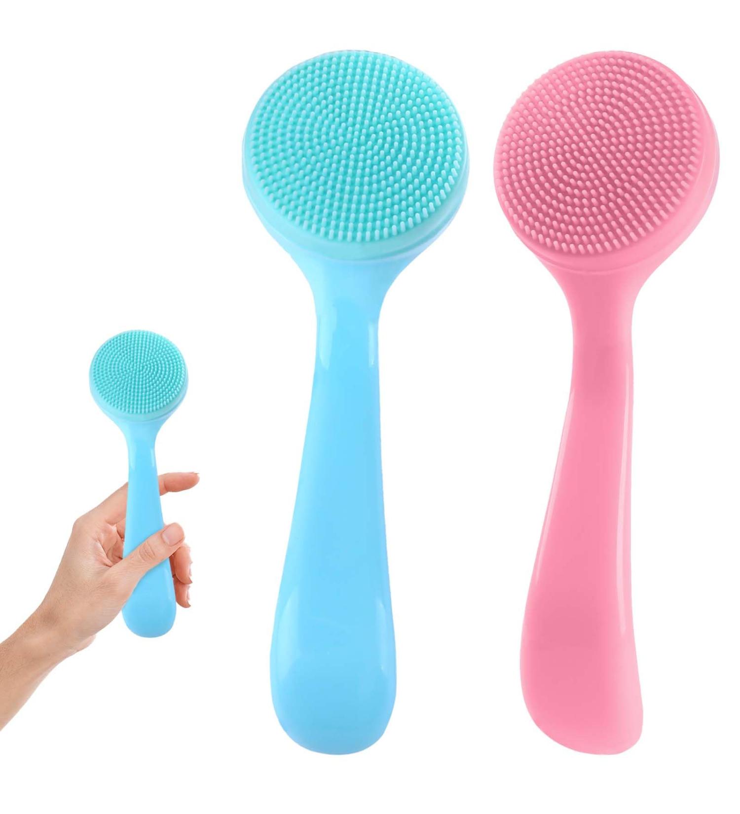 Comnico 2-Pack Manual Facial Cleaning Brush - Soft Silicone Skin Washer & Peeling Pads for Deep Cleansing Makeup Residues (Blue & Pink) - International Shipping Available - Buy Online on GoSupps.com