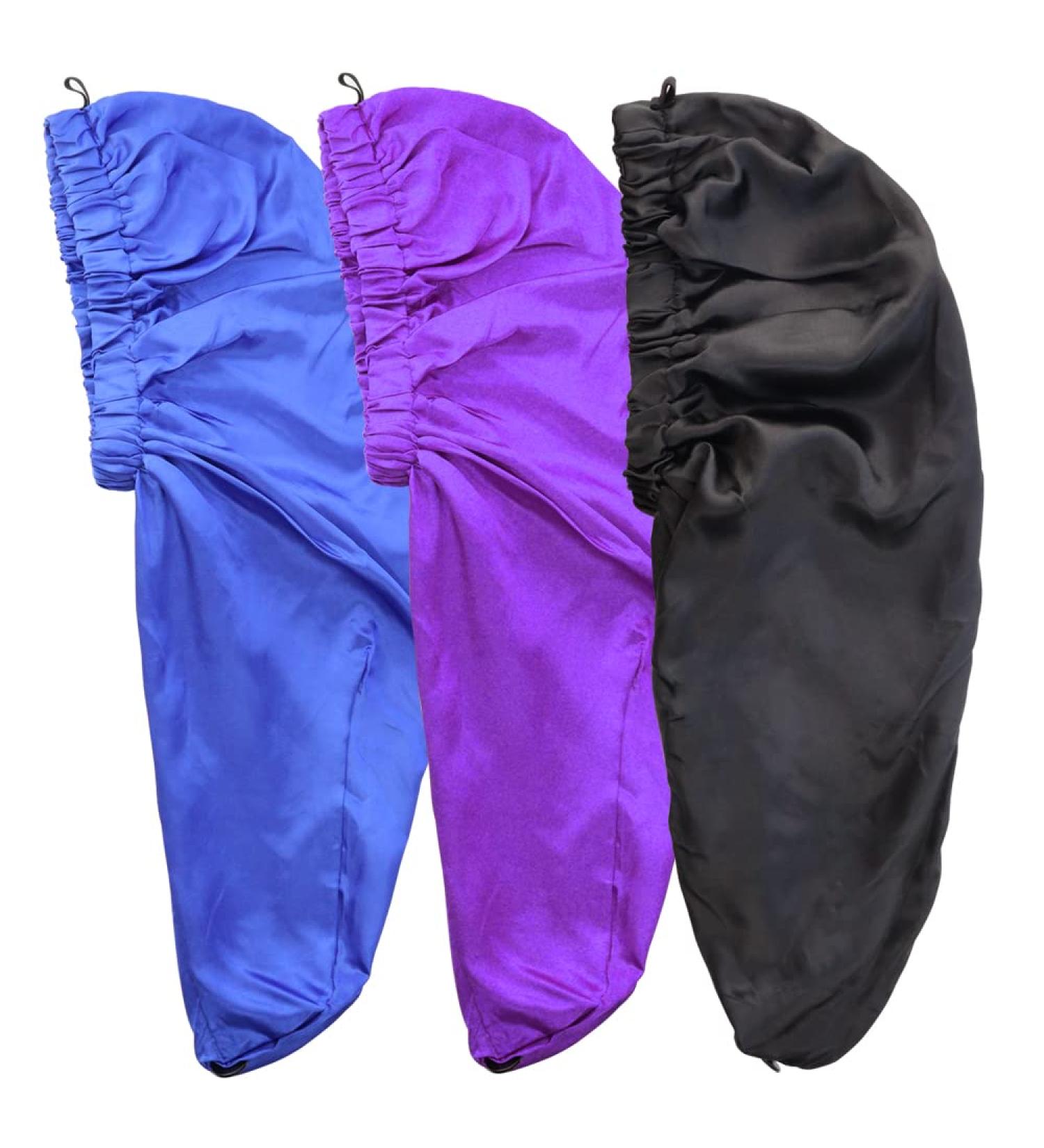 TCOTBE 3 Pcs Foldable Extra Long Stain Satin Hair Bonnet Set - Blue - Buy Online on GoSupps.com