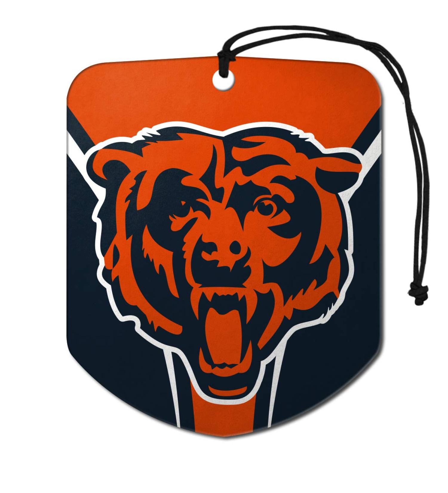 FANMATS 61565 NFL Chicago Bears Hanging Car Air Freshener, 2 Pack, Black Ice Scent, Odor Eliminator, Shield Design with Team Logo