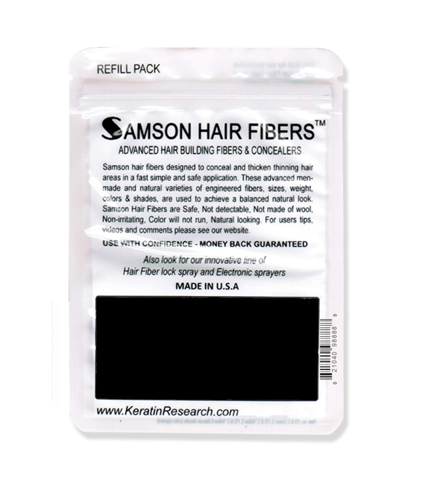 Samson Hair Fibers for Thinning Hair - 100% Natural Formula - Covers Bald Spots & Conceals Hair Loss Instantly - 25g Med. Brown Refill - Buy Online on GoSupps.com