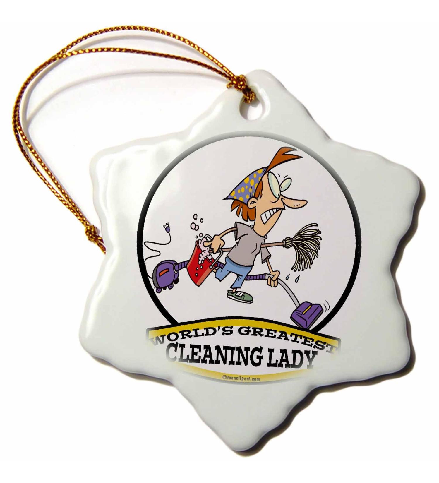 3dRose Worlds Greatest Cleaning Lady Cartoon Ornament | 3-Inch Snowflake Porcelain Holiday Gift - Buy Online on GoSupps.com
