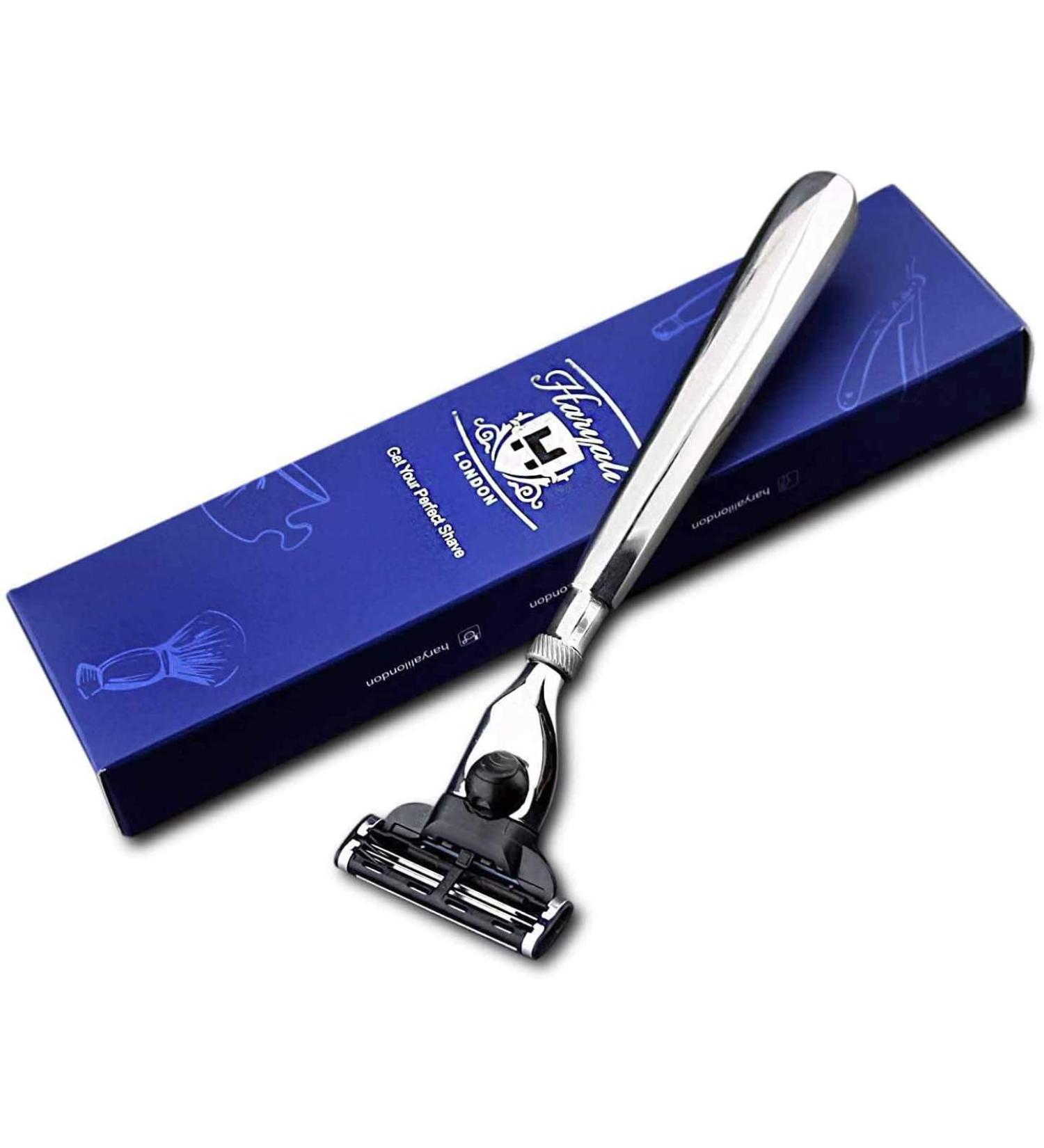 Haryali London 3 Edge Cartridge Razor - Stainless Steel Long Handle Men s Beard & Mustache Shaver for Perfect Shave - Buy Online on GoSupps.com