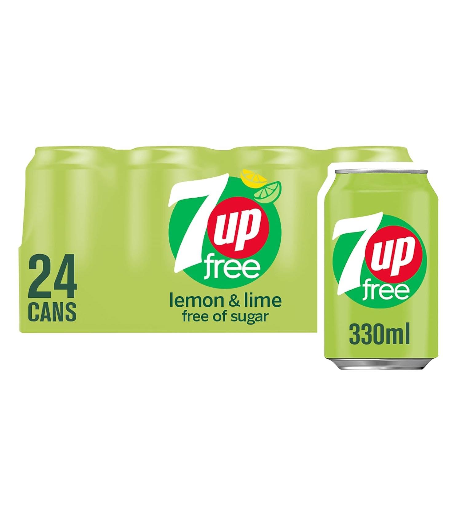 7up Lemon Lime No Sugar Free Cans 330ml (24) - Buy Online on GoSupps.com