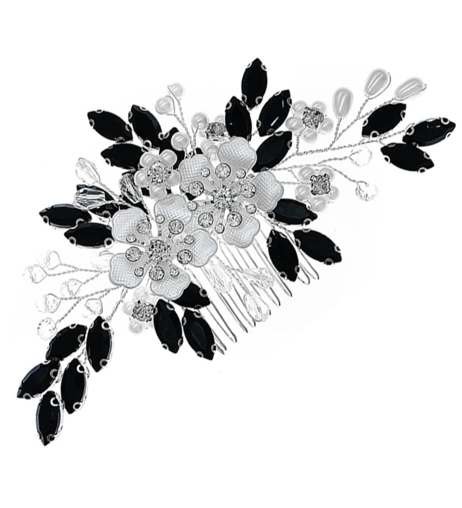 Housoutil Pearl Flower Comb Hair Combs for Wedding Crystal Hair Charms Rhinestone Hair Accessories Black Hair Accessories Plush Purse Bra Extenders Rhinestones Manual Hair up Bride - Buy Online on GoSupps.com