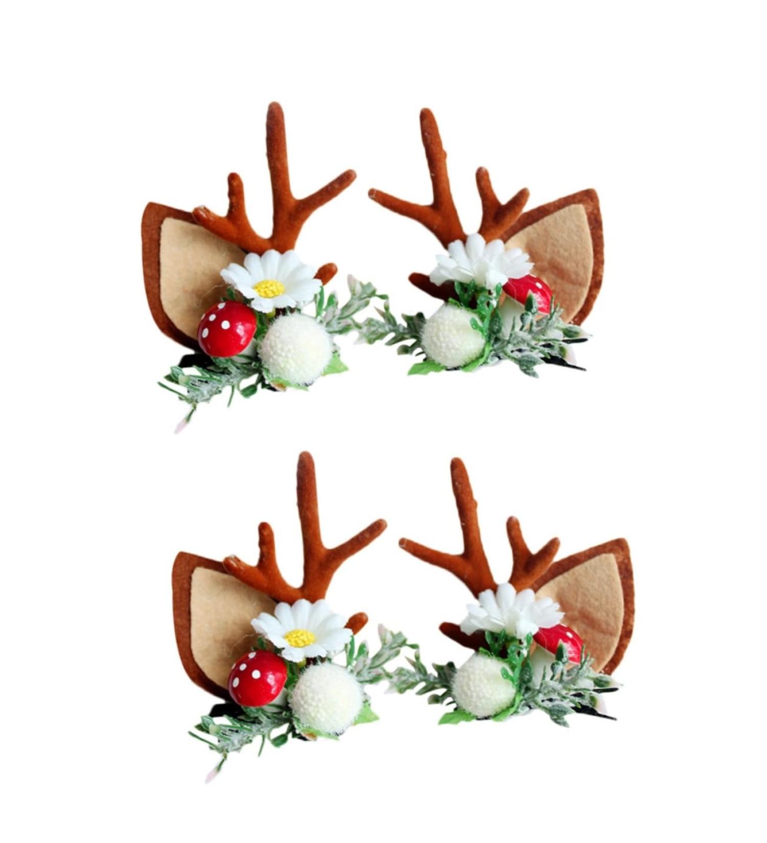 FRCOLOR 2 Pairs Cat Ears Antler Hair Clip Antlers Deer Horn Antler Barrette Deer Hair Barrettes Clip Barrettes for Christmas Hair Clips for Cute Alloy Clip Decorate Miss - Buy Online on GoSupps.com