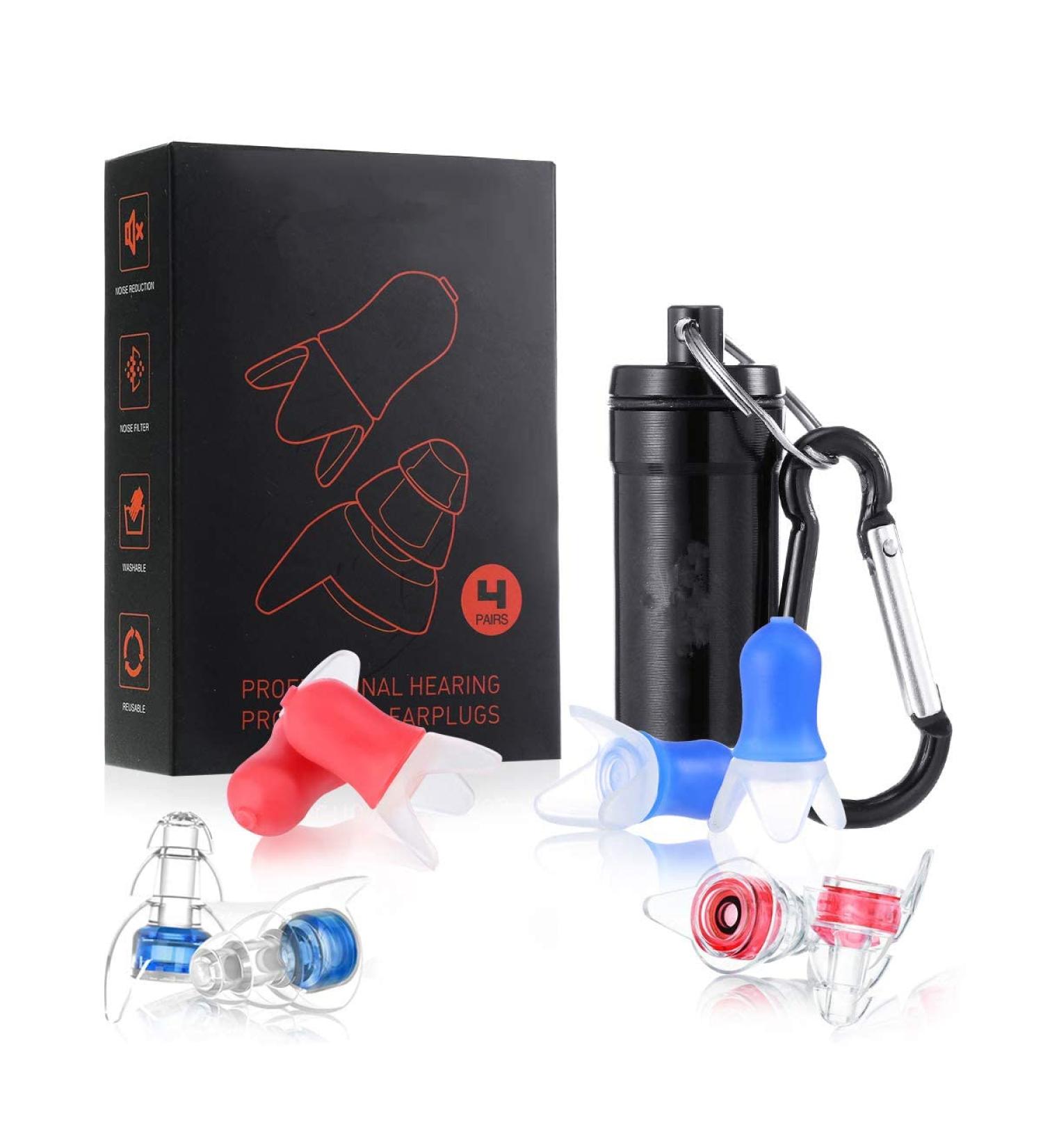 High Fidelity Concert Ear Plugs - 4 Pairs for Noise Reduction at Concerts, Festivals, Parties, DJs, Drummers - Reusable - 2 Colors - Buy Online on GoSupps.com