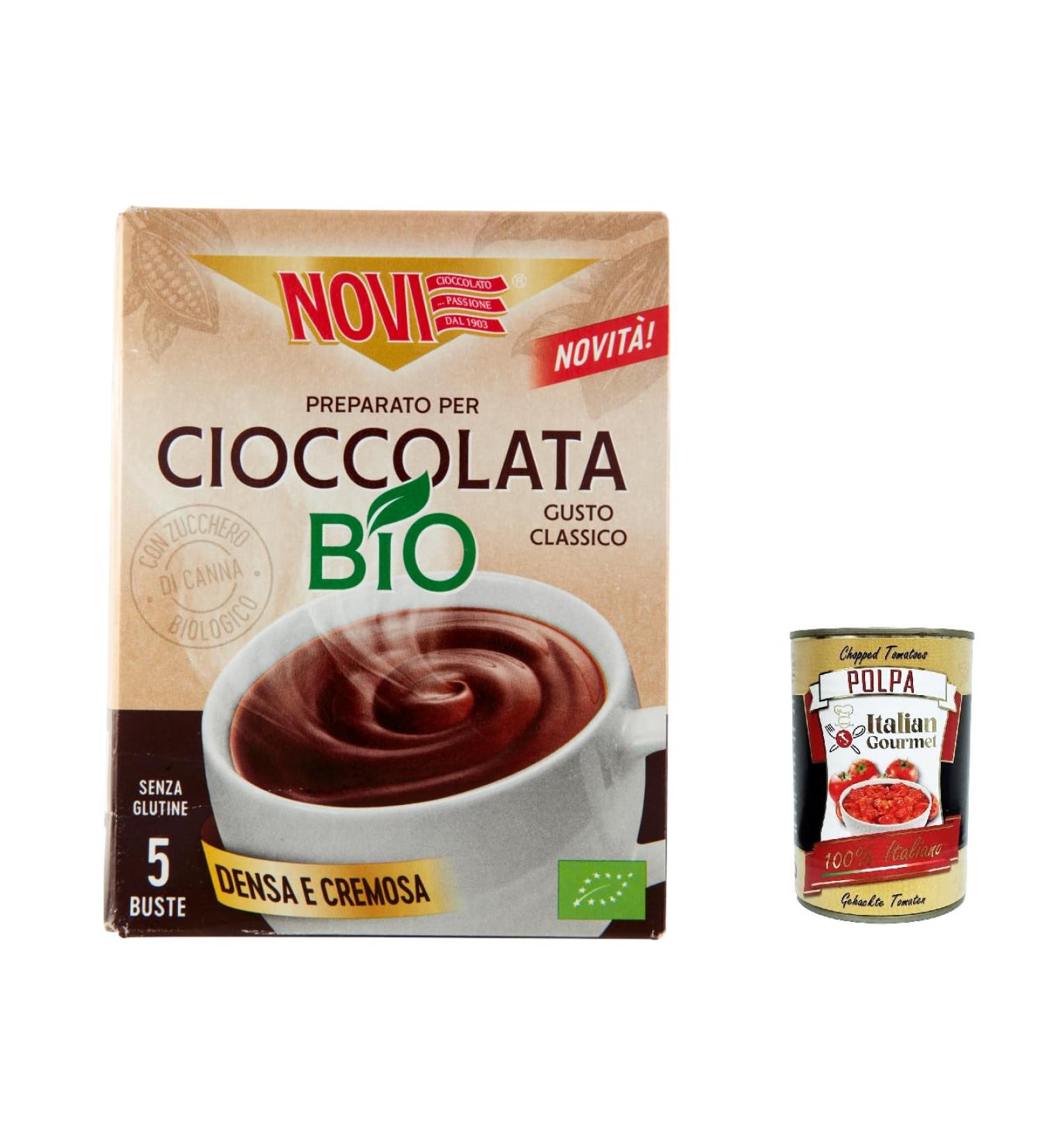 Novi BIo Classic Hot Chocolate Set of 12 Boxes of 5 x 25 g Chocolate + Pulp Italian Gourmet 400 g - Buy Online on GoSupps.com