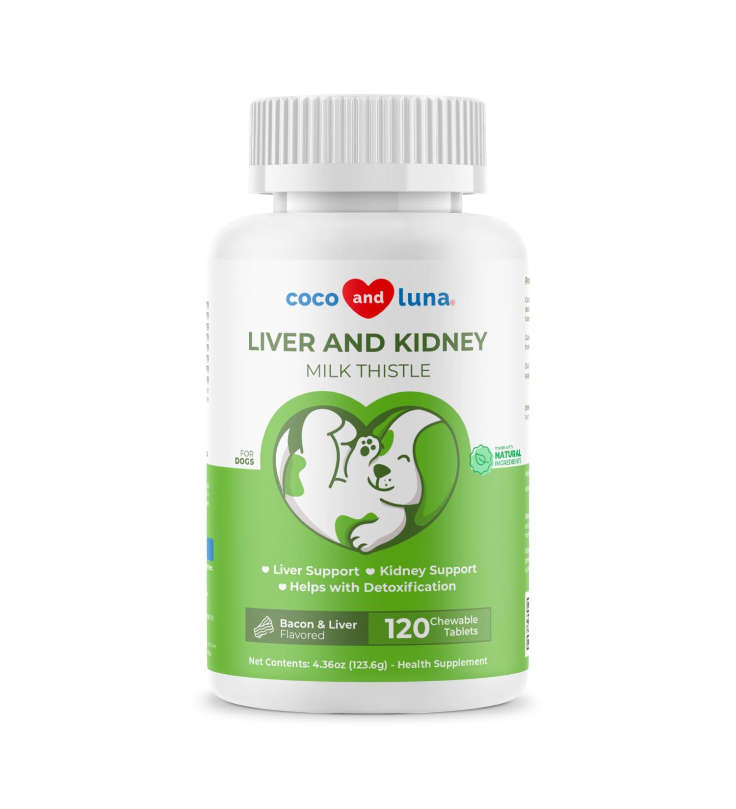 Milk Thistle for Dogs - 120 Chewable Tablets - Silymarin - Liver and Kidney Support with EPA & DHA - Detox - Liver Supplement for Dogs with Choline and L-Arginine Tablet for Dogs - Buy Online on GoSupps.com