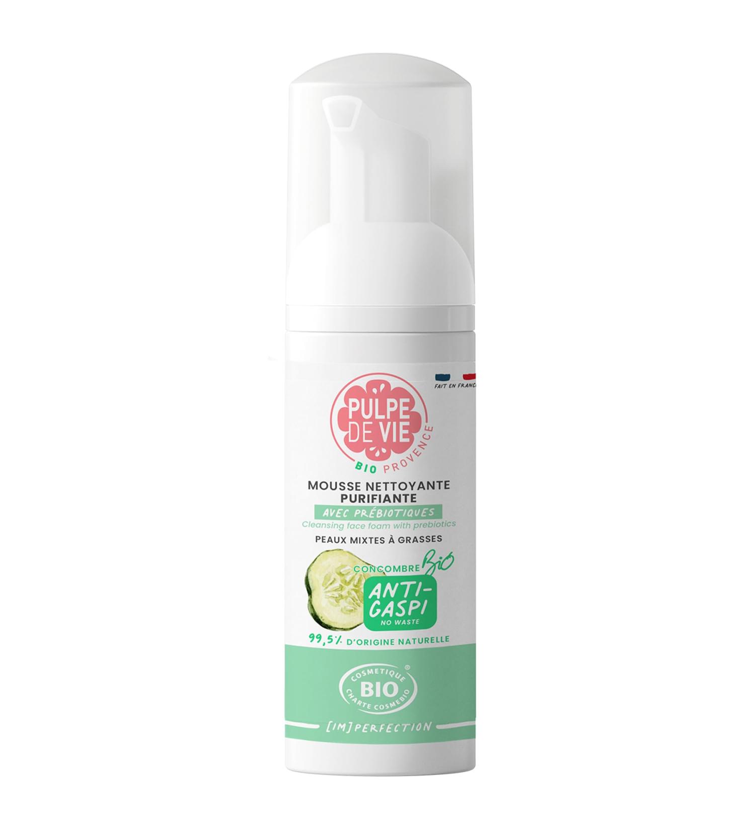 Pulpe de Vie - Certified Organic Cleansing Foam 125ml - Anti-waste! Cucumber - Gentle and anti-blemish facial cleanser - Combination to oily skin - Sebum regulator and Pore Reduction - Buy Online on GoSupps.com