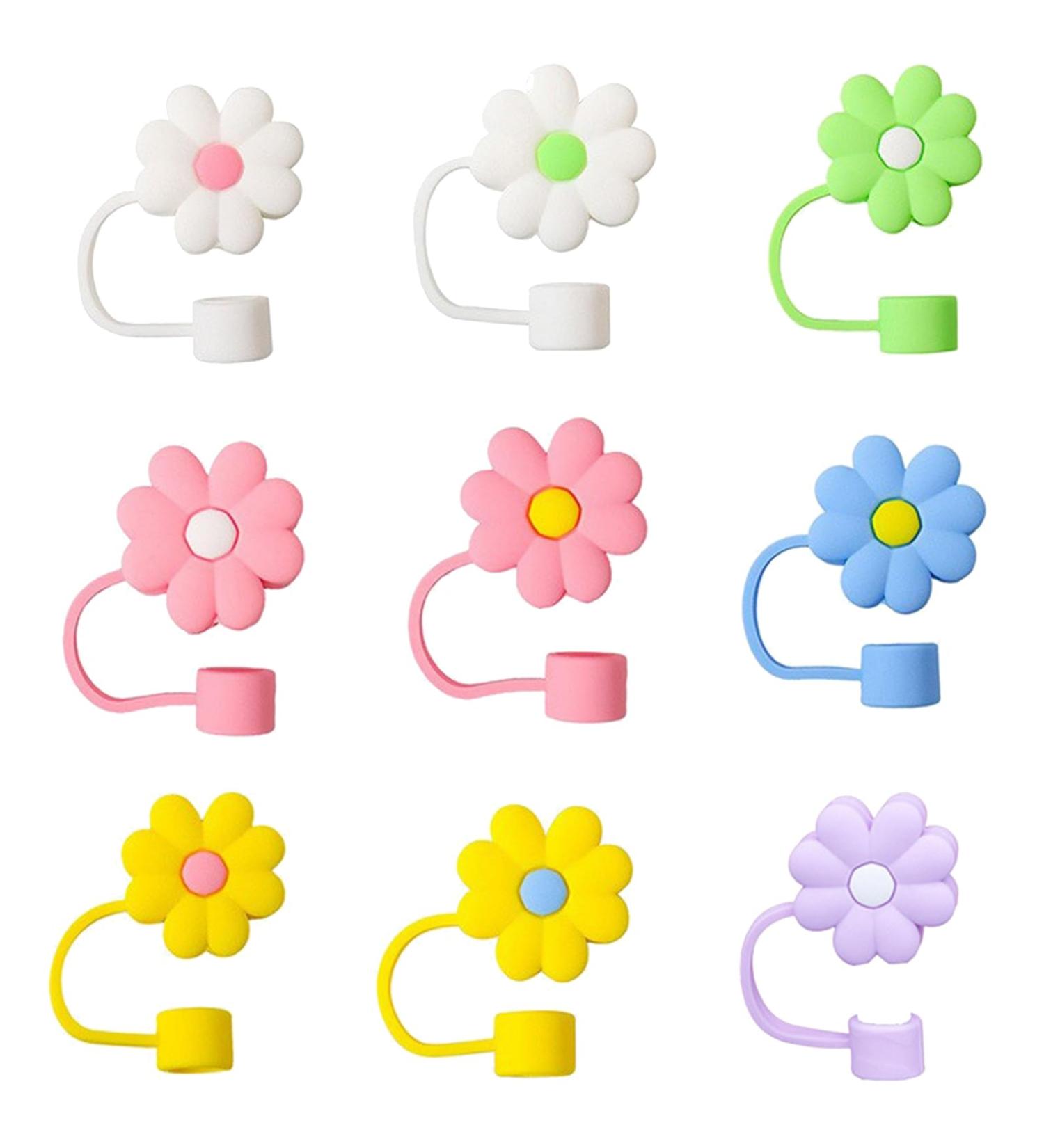 YOXIER Deform-Resistant Straw Hat Set of 9 Straw Hats 9pcs Cute Floral Straw Sleeves with Durable Silicone Plugs Colorful Covers 9pcs - Buy Online on GoSupps.com