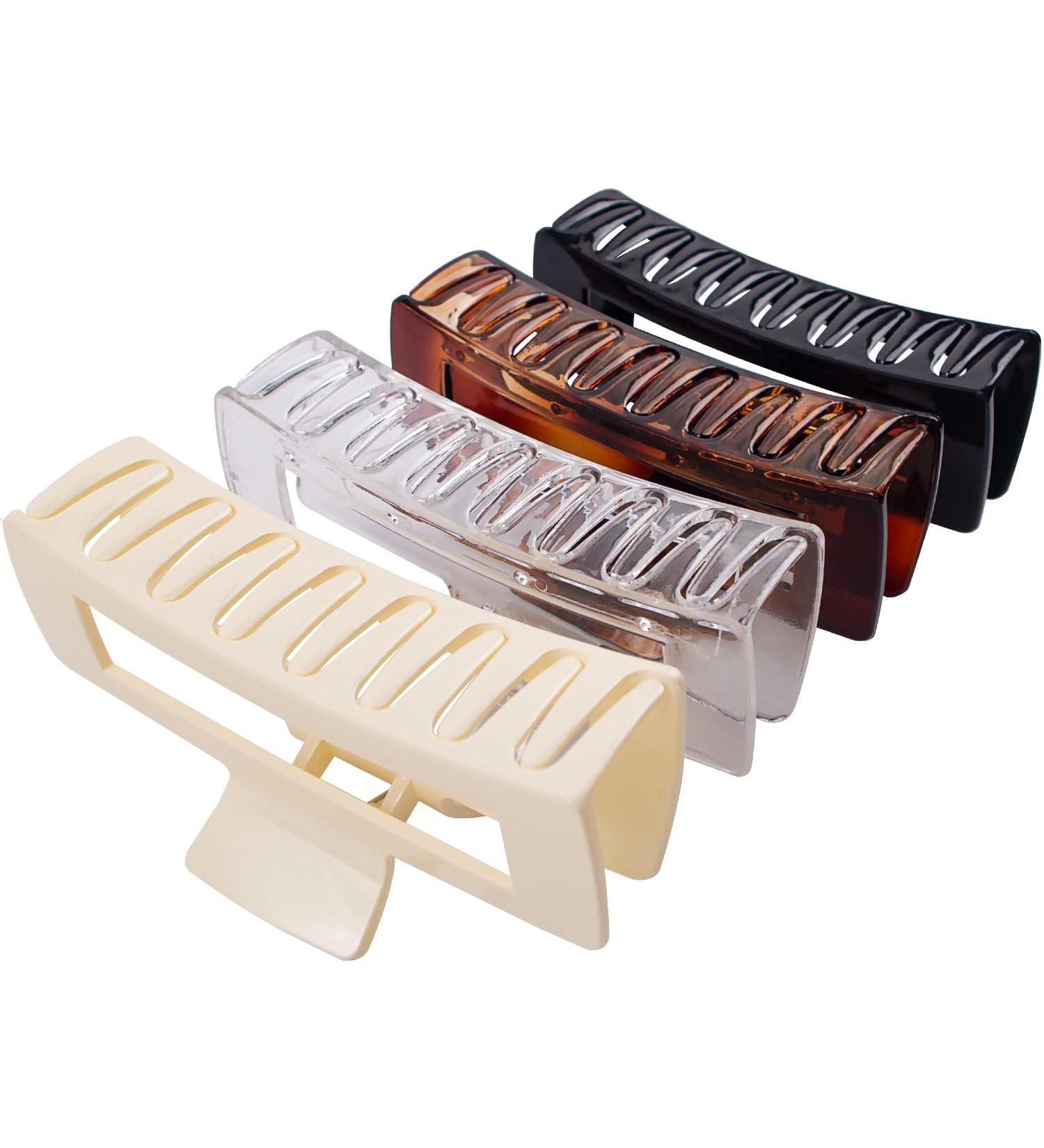 4 Pack Extra Large Hair Claw Clips for Thick & Long Hair - Strong Hold Non-slip Square Jaw Clips for Women - 5'' Bright Hair Clamps - 90's Style - Buy Online on GoSupps.com