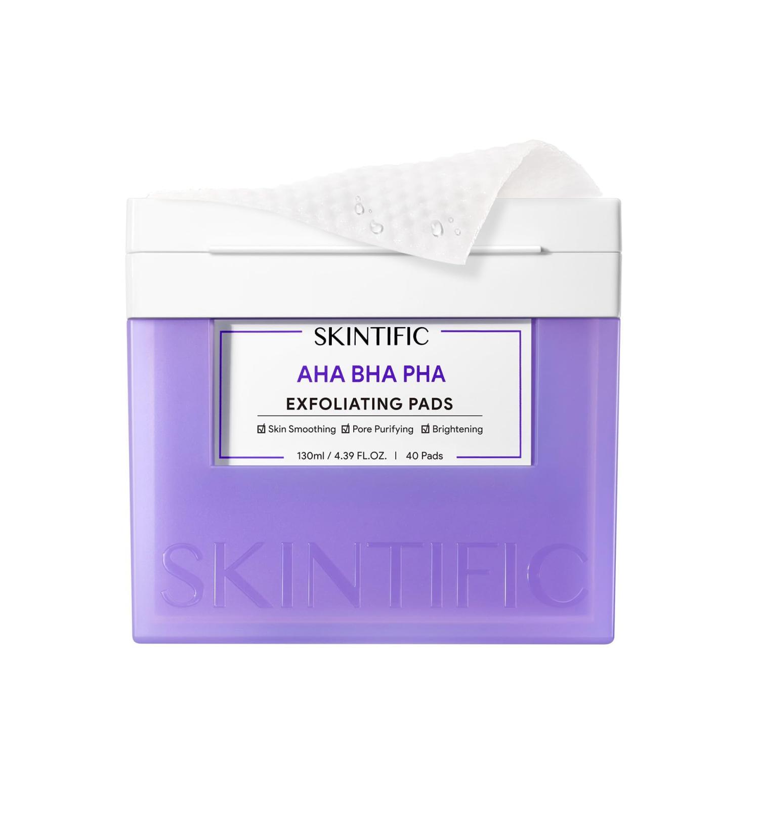 SKINTIFIC Gentle Exfoliating Pads with AHA BHA PHA & Niacinamide Dual-Sided Acne Pore Cleanser for Smooth Clear & Bright Skin Soothing Toner Pads for Sensitive Oily & Acne-Prone Skin(130ml) - Buy Online on GoSupps.com