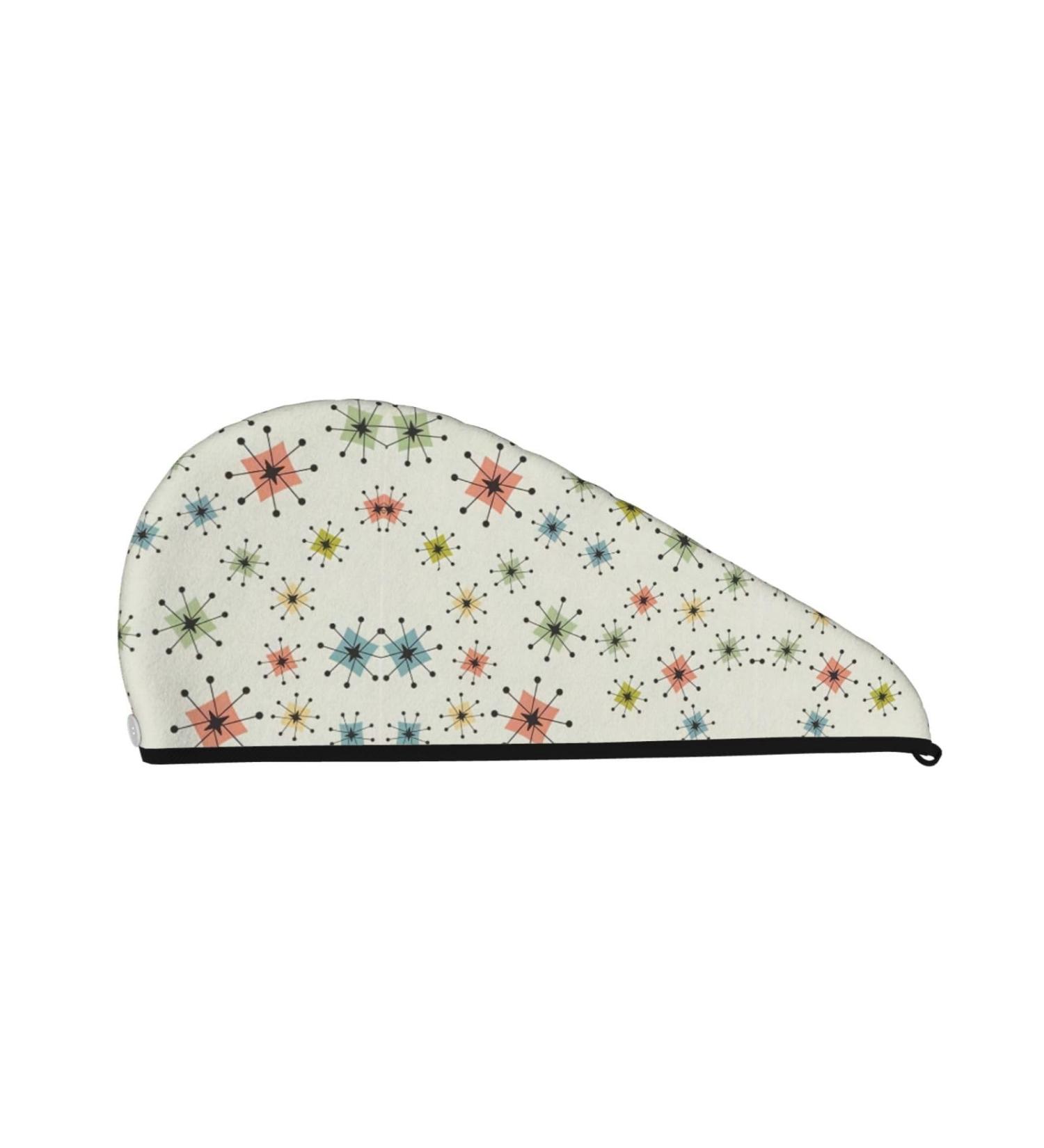 Quick-Dry Coral Velvet Hair Cap - Abstract Geometric Pattern | Ideal Hair Towel Wrap for Travel & Home - Unisex - Buy Online on GoSupps.com