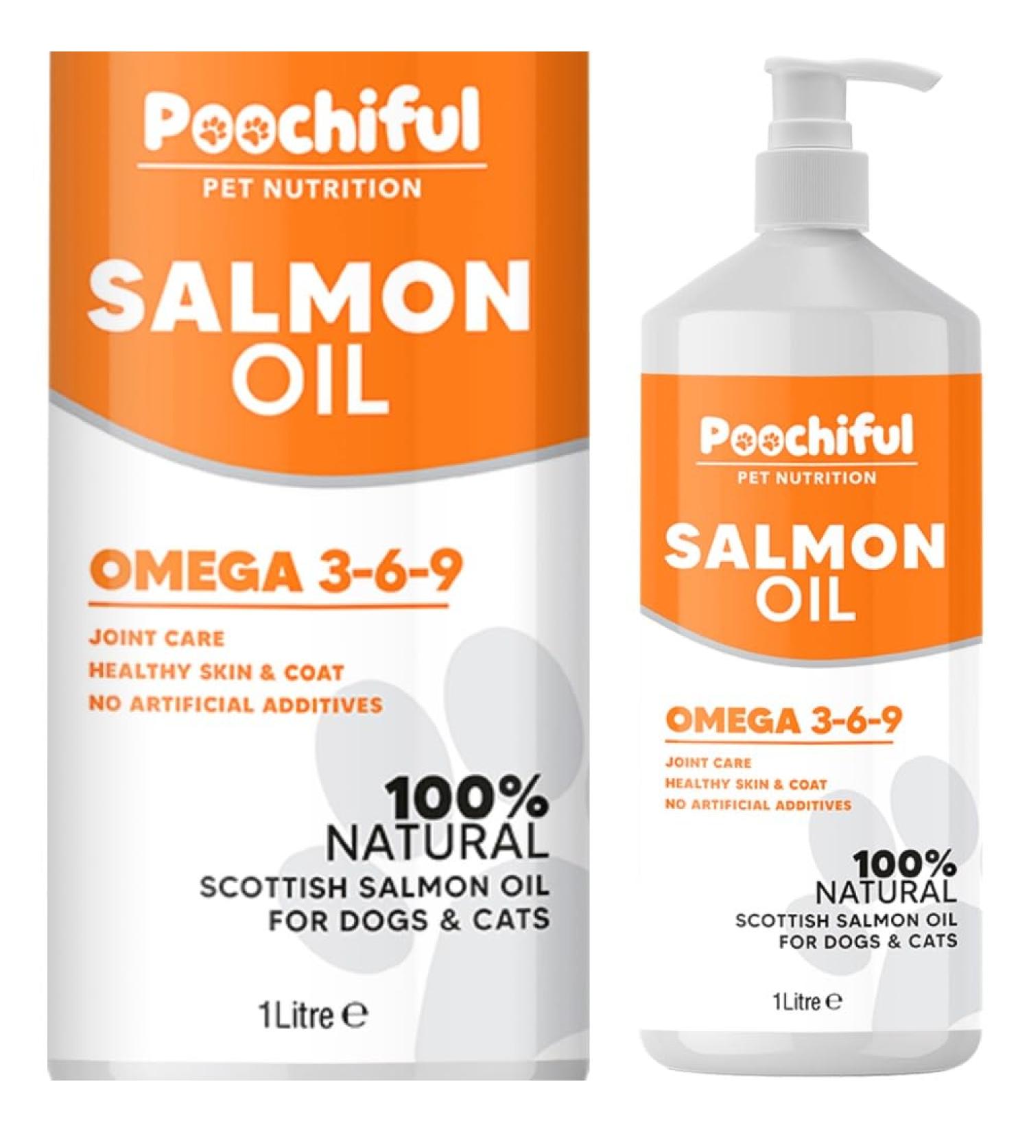 Poochiful 1 Litre Salmon Oil for Dogs. Fish Oil for Dogs Cats Horses Ferret & Pets. Purest Omega 3 6 9 Salmon Oil Cats. Food Supplements for Itchy Skin & Coat. Dog Vitamins and Supplements 1000 ml - Buy Online on GoSupps.com