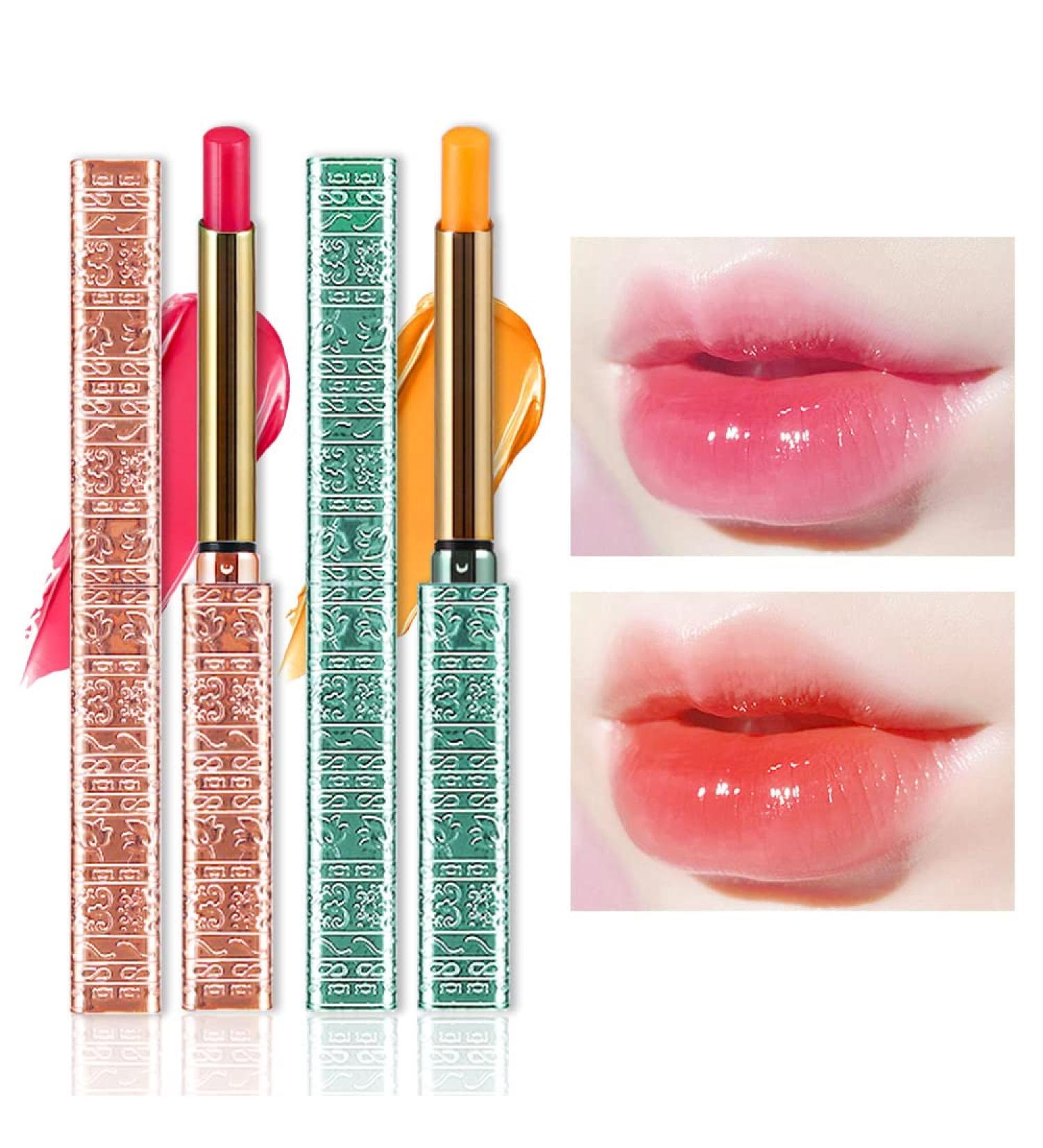 Color Changing Lipstick PH Lip Balm Set - Moisturizing & Waterproof Korean Jelly Crystal Carrot Discoloration Lipstick Duo - Strawberry Flavor - Buy Online on GoSupps.com
