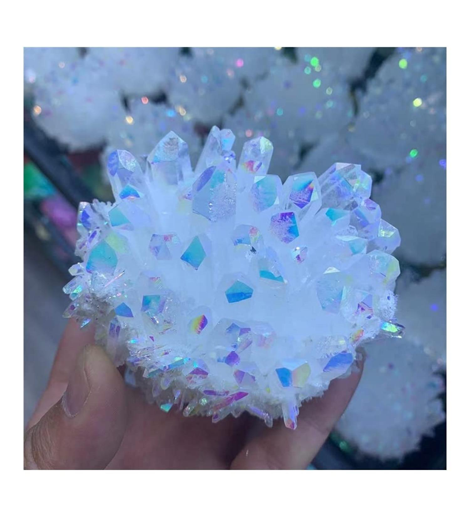 Natural Crystal Cluster Plated White Crystal Cluster Reiki Stone Crystal Tip House Decorative Specimens Crude Mine 1pc - Buy Online on GoSupps.com