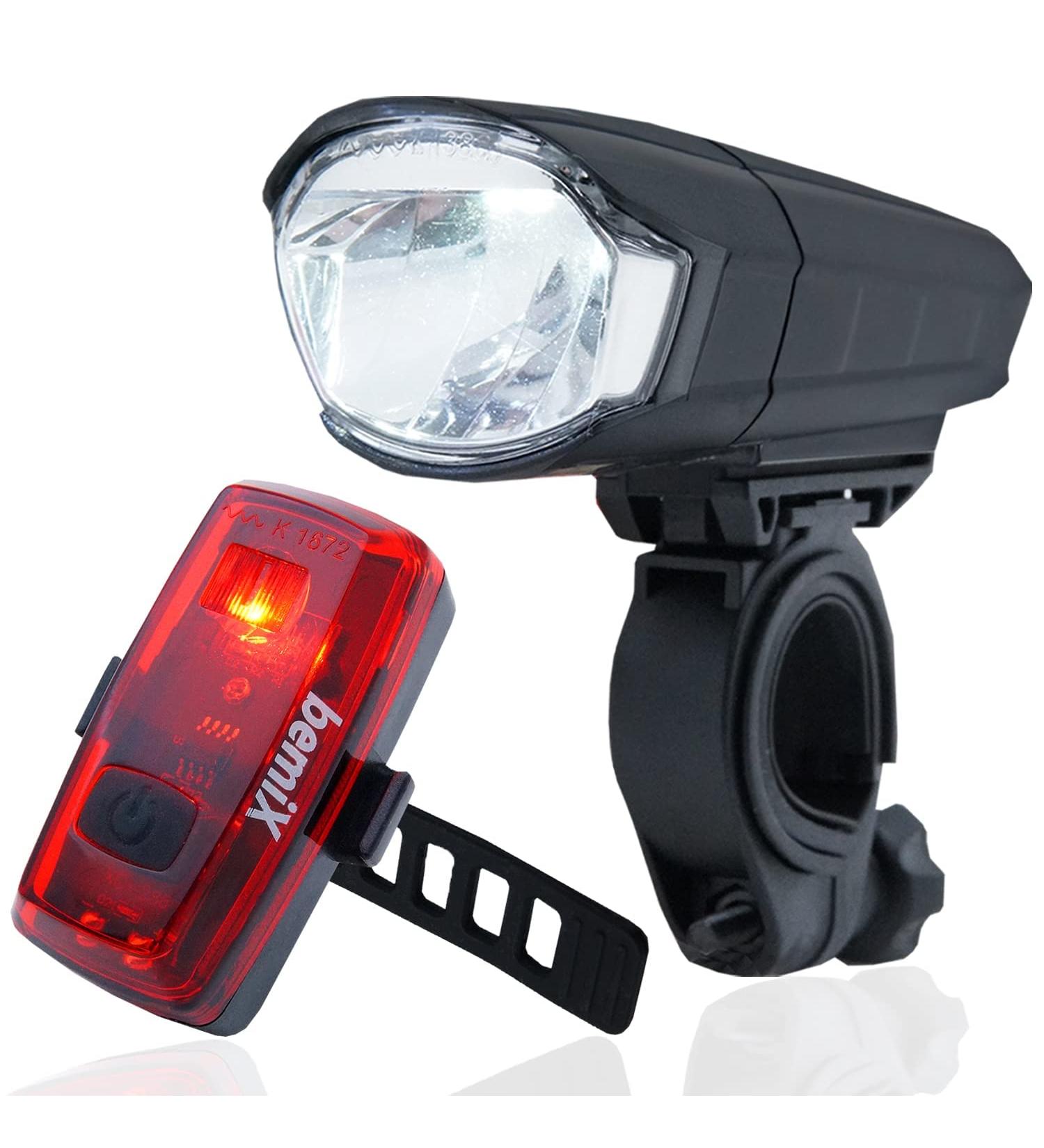 Bemix STVZO Approved Bicycle Light Set - LED Rainproof Quick Fastening & Bright Clamping Bike Lights for Safe Night Riding - Buy Online on GoSupps.com