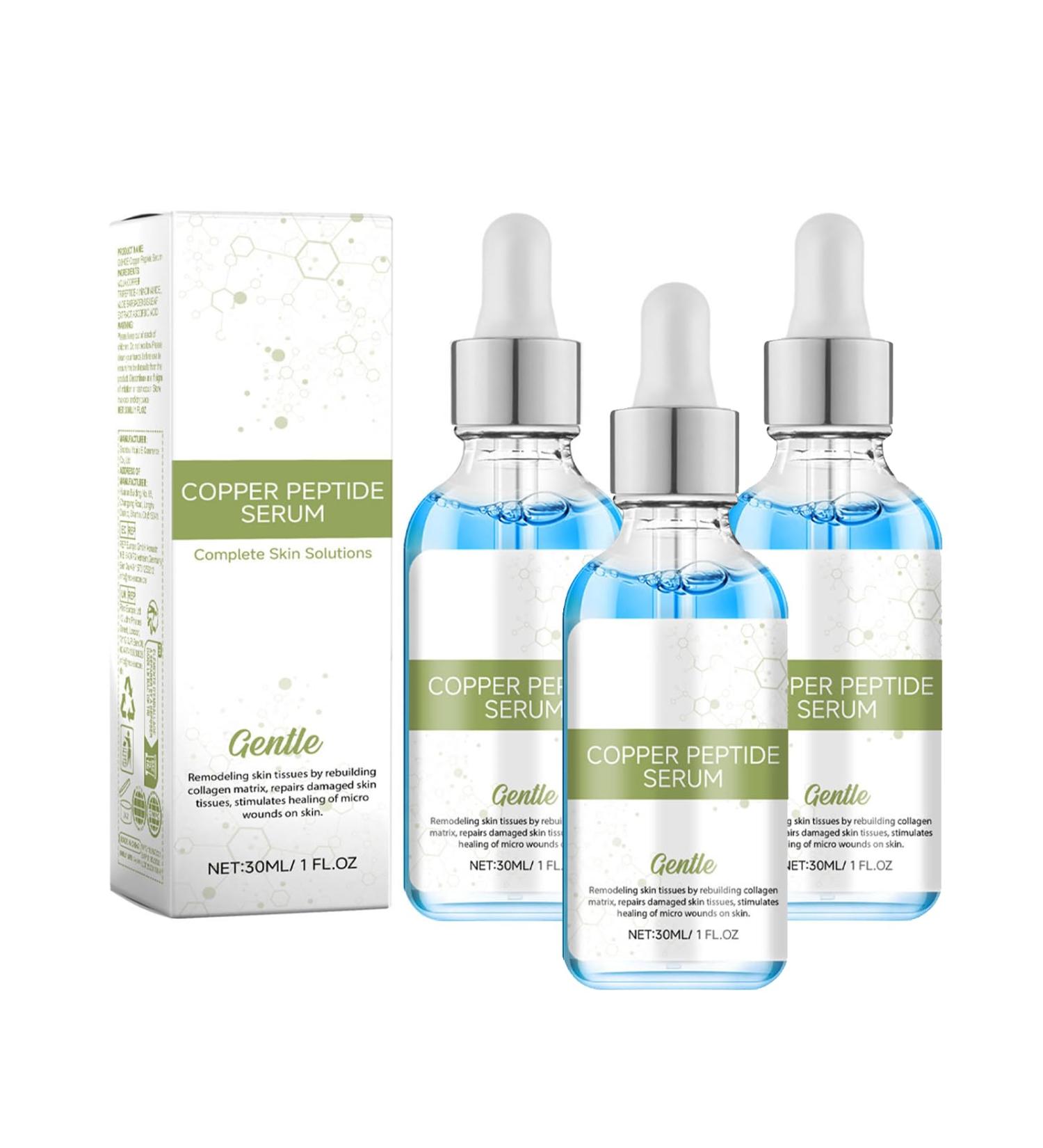 Copper Peptide Face Serum Collagen -Copper Peptides Serum for Face With Anti Aging Skin Solutions Properties:1oz/30ml Anti-Wrinkle Formula For Youthful Skin Moisturizing Shrinks Pores (3pc) - Buy Online on GoSupps.com