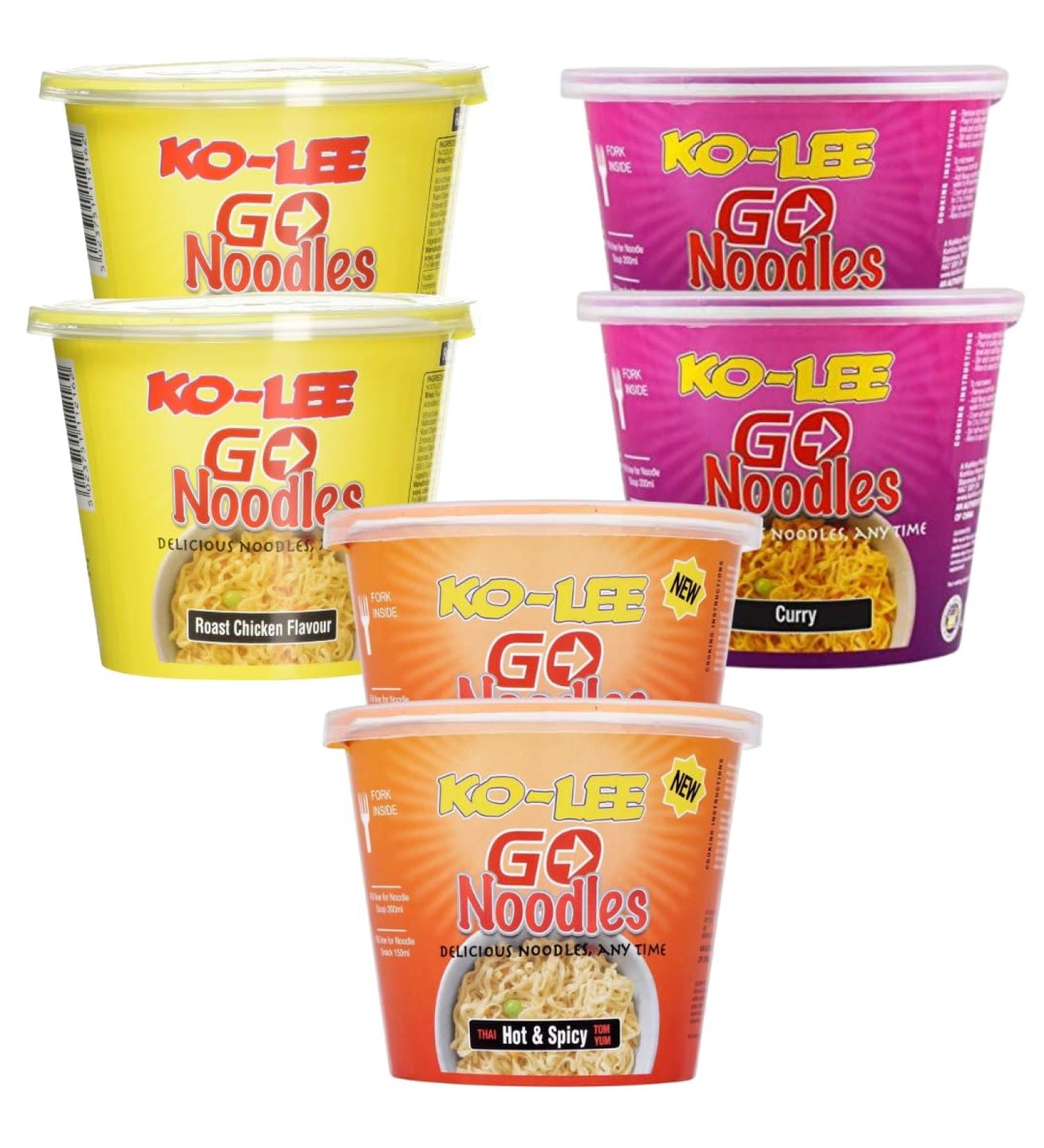 Instant Noodles Bundle with Ko-Lee Roast Chicken Go Cup Noodles 65g x2 Hot & Spicy Noodles 65g x2 and Curry Noodles 65g x2 (6 Pack( - Buy Online on GoSupps.com