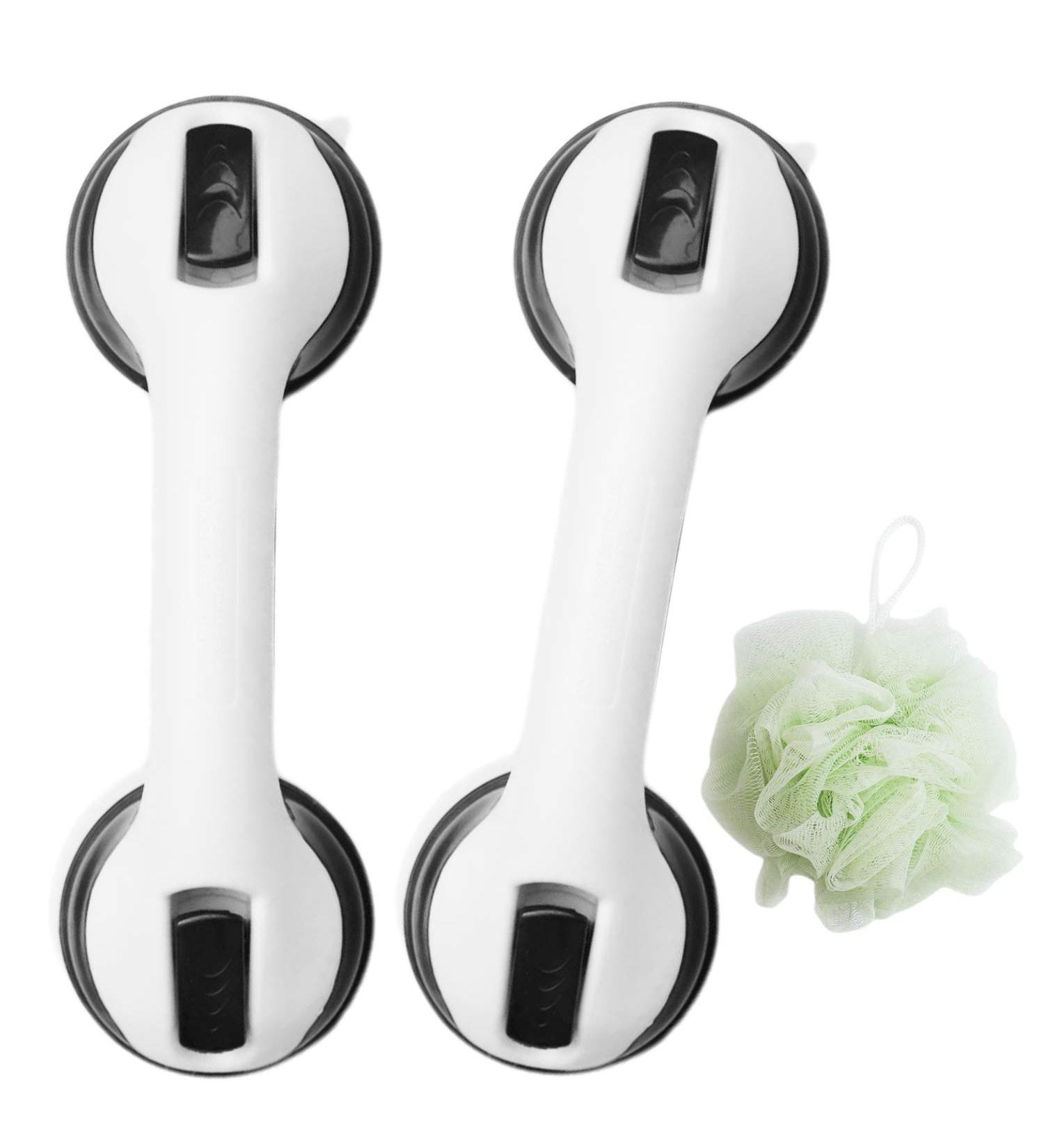 HomeKaren 12" Suction Grab Bars 2 Pack  Shower Handles for Handicap  Mother Day  Elderly  Disable  Senior  Bathroom Balance Bar Safety Hand Rail Support for Tub  Showers  Bathtubs  Walls  4" Cup - Buy Online on GoSupps.com