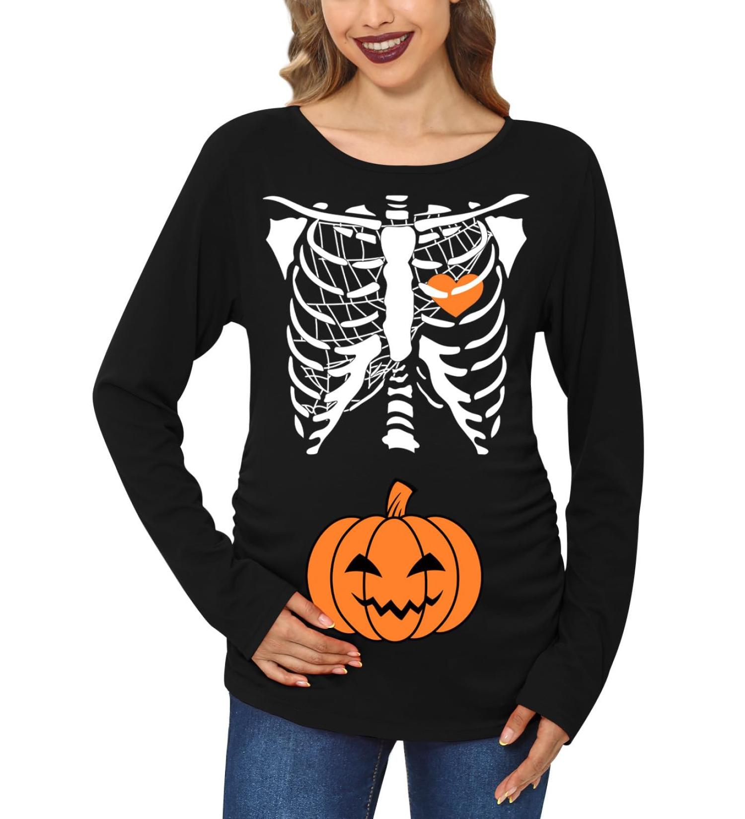 G and PL Halloween Women's Pregnancy Top | Maternity Funny Costume Long Sleeve Shirt - Buy Online on GoSupps.com