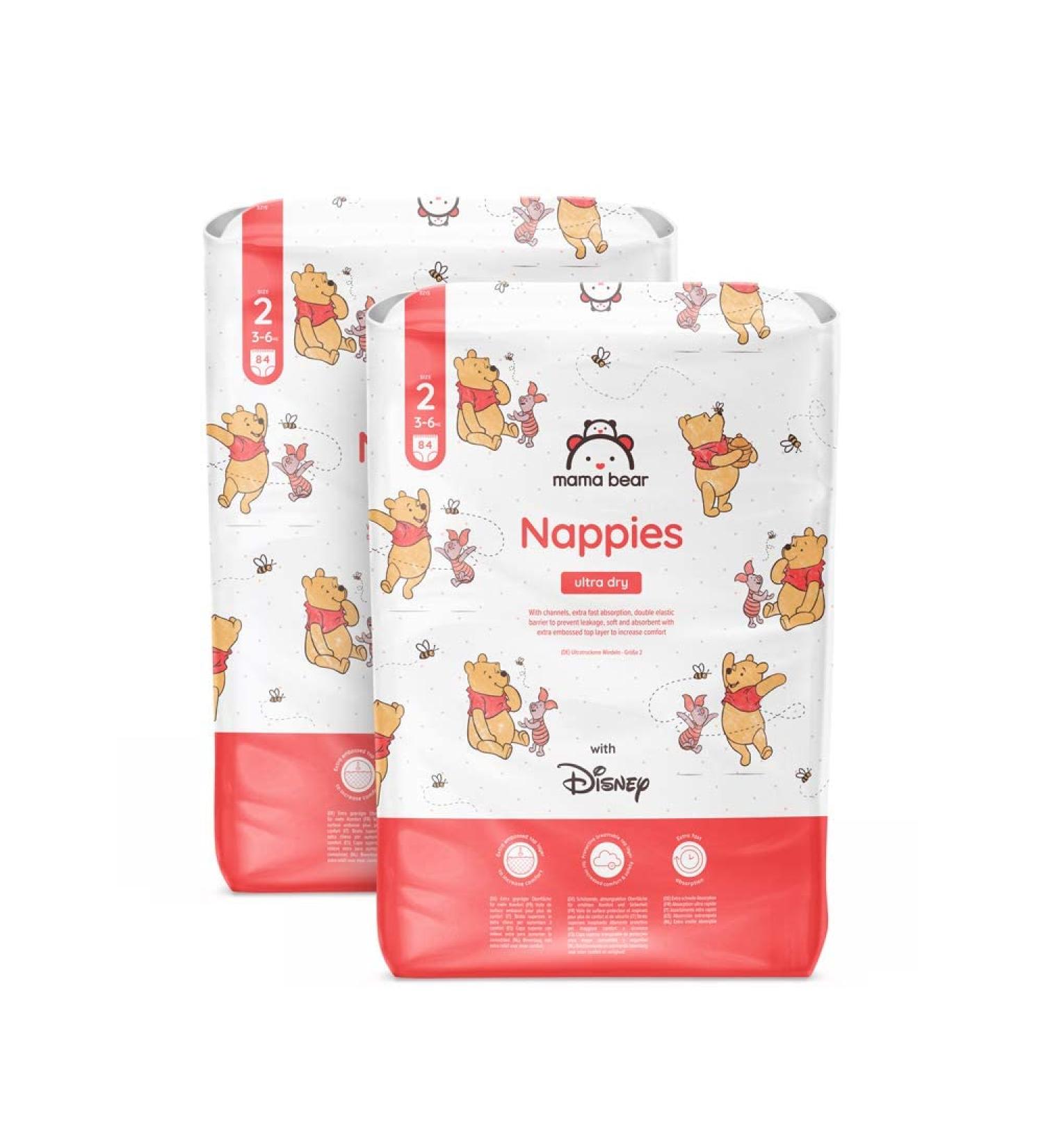 Amazon Mama Bear Disney Ultra Dry Diapers Size 2 (3-6 kg) - Monthly Box of 168 Pieces - International Shipping Available - Buy Online on GoSupps.com