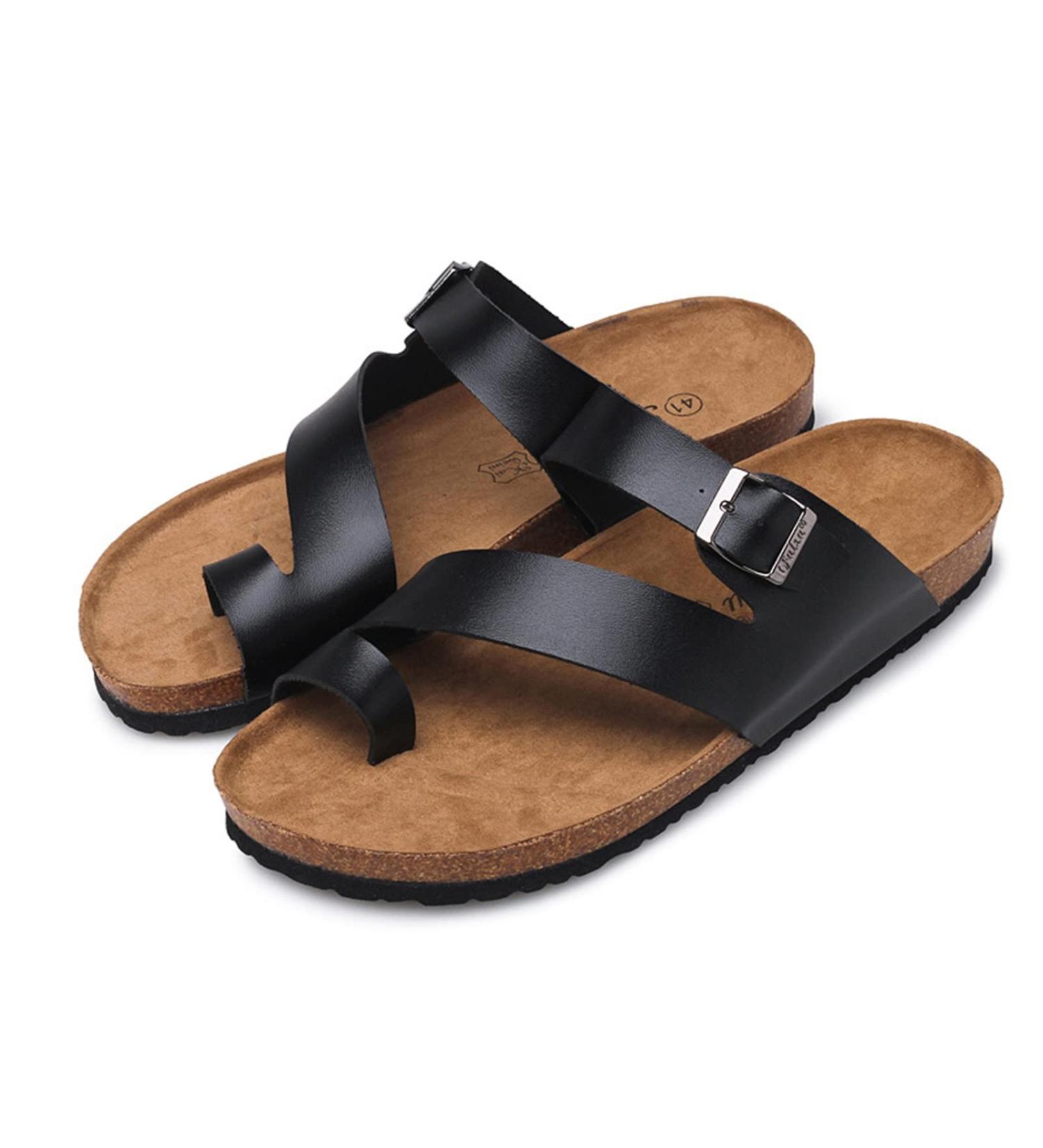Men's Cork Sole Bunion Corrector Sandals - Comfortable Orthotic Flip Flops for Bunions Relief - Size 9.5 Black - Buy Online on GoSupps.com