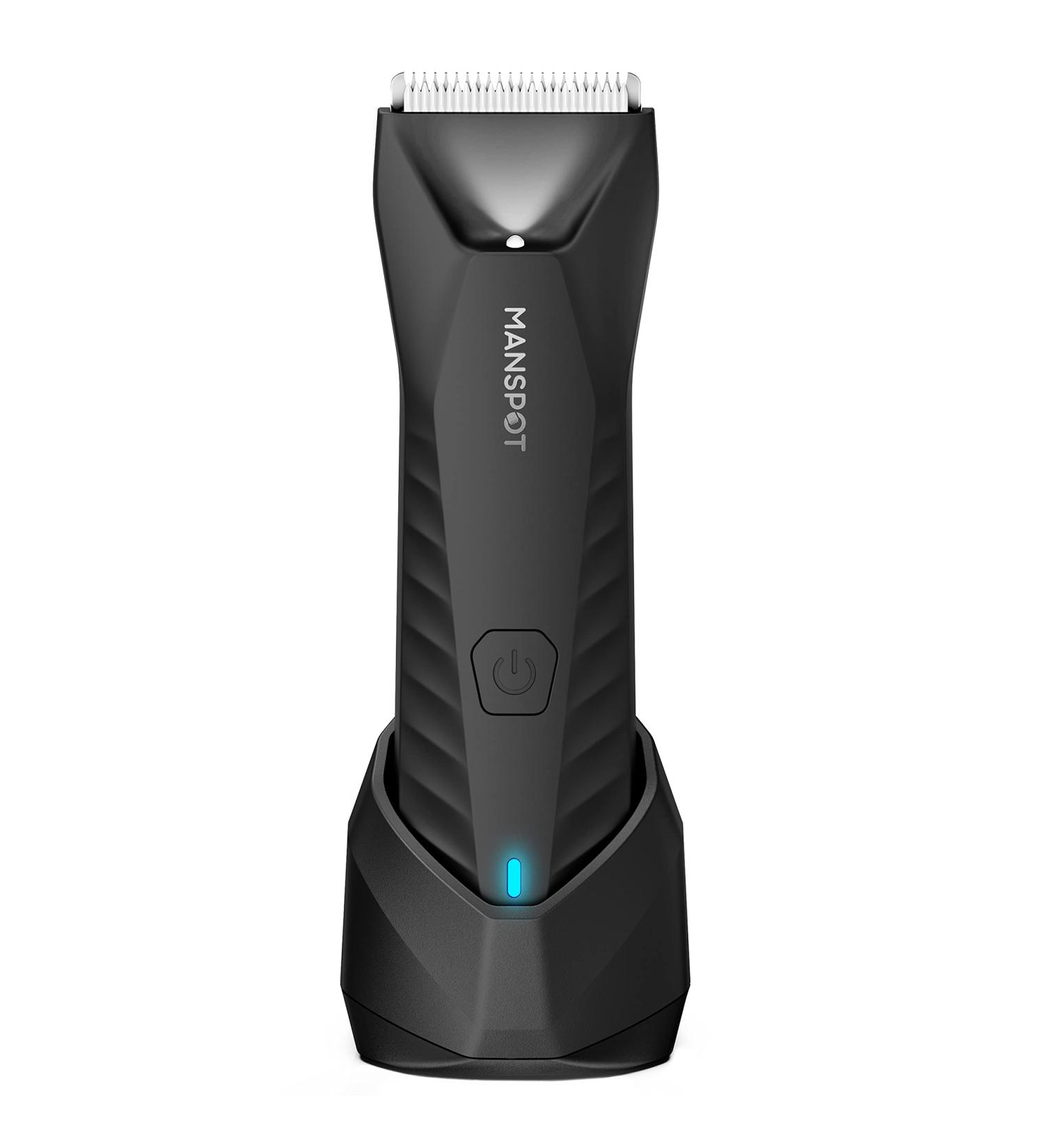 MANSPOT Electric Groin Hair Trimmer - Replaceable Ceramic Blades, Waterproof, 90 Minutes Shaving Time - Metallic Black - Buy Online on GoSupps.com