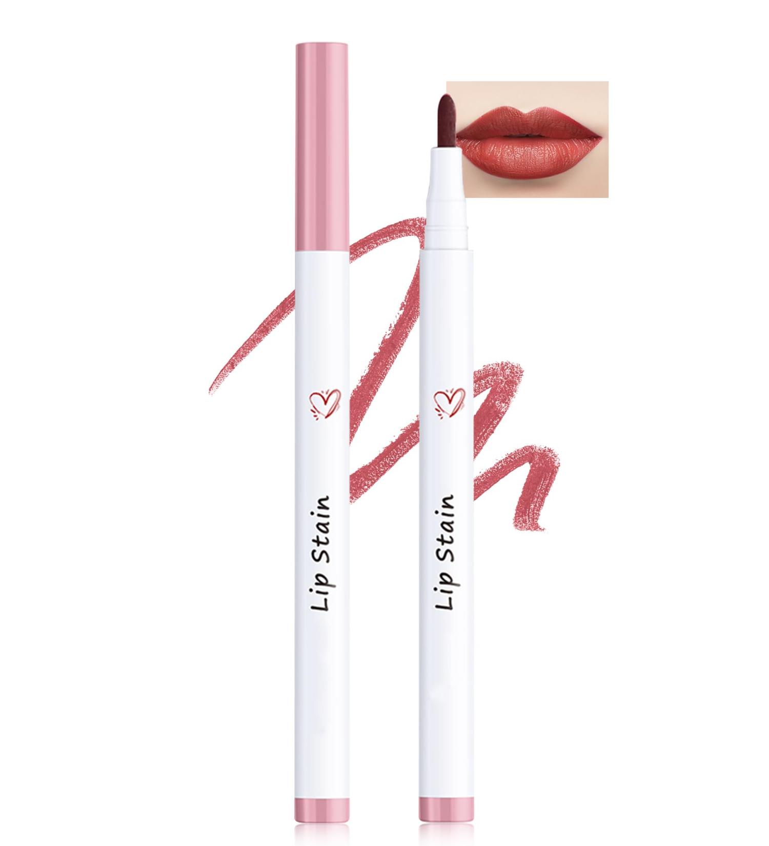 Ruby Red Lip Liner Stain Marker Pen - Longlasting Waterproof Lip Tint | Smudgeproof Quick Dry Lip Color for Women - Perfect Precision & Smooth Application - Buy Online on GoSupps.com