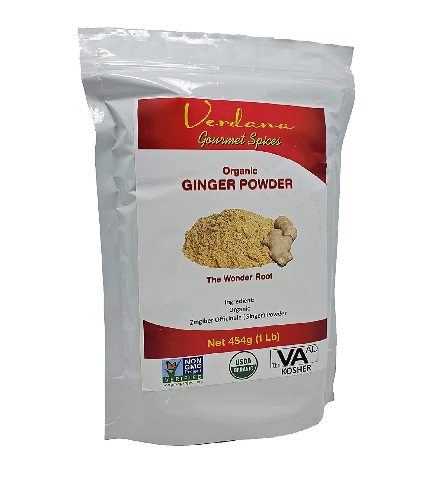 Organic Verdana Ginger Root Powder 1 Lb - USDA Kosher & Non-GMO - Fine Ground, High Purity, Gluten-Free, Keto Friendly - Buy Online on GoSupps.com
