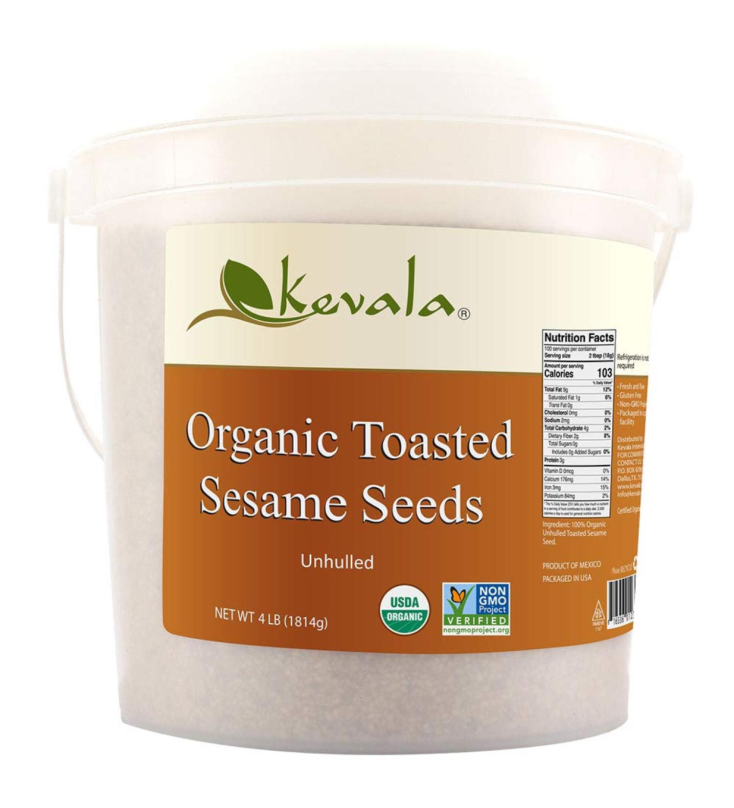 Kevala Organic Toasted Sesame Seeds 4 lb - Unhulled | Premium Quality - Buy Online on GoSupps.com